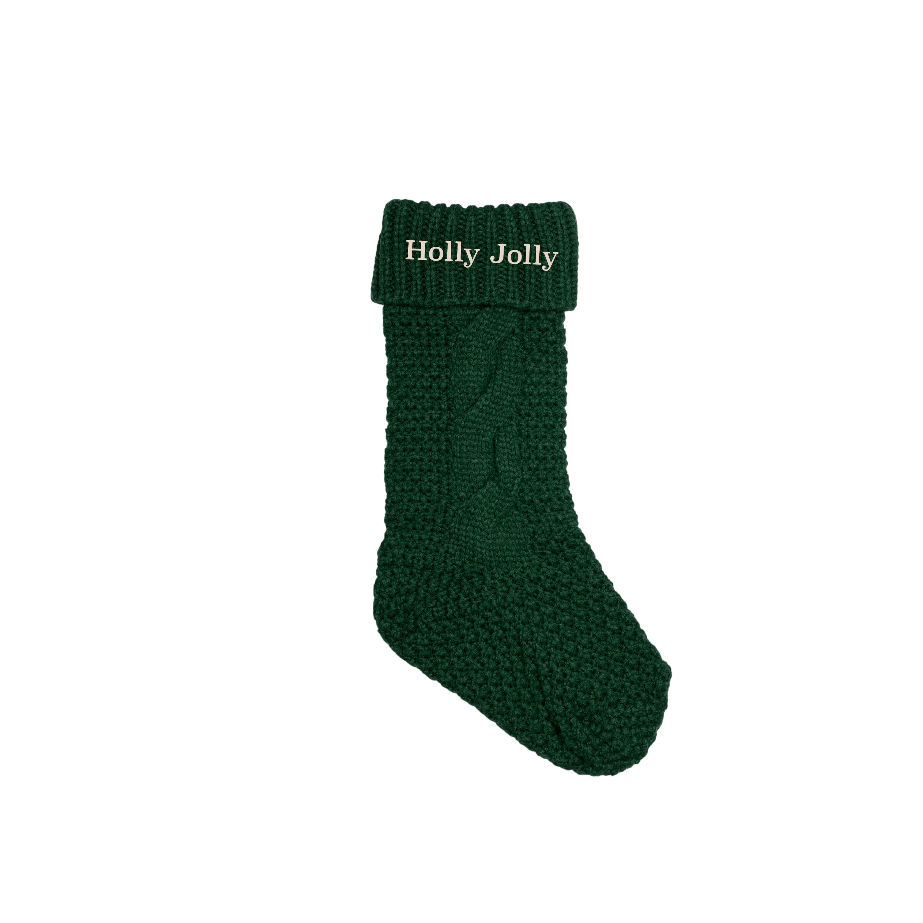 18&#x22; Holly Jolly Cable Knit Stocking