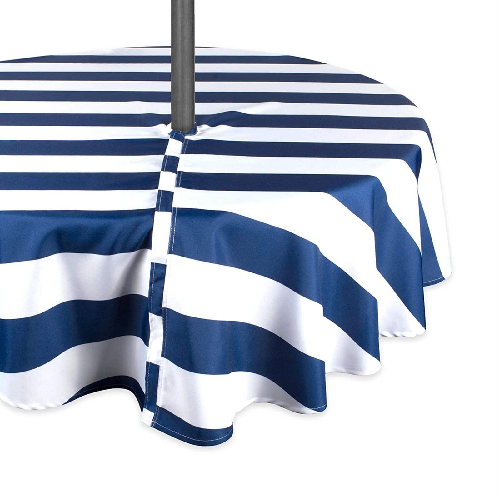DII&#xAE; 60&#x22; Nautical Blue Cabana Stripe Outdoor Tablecloth with Zipper