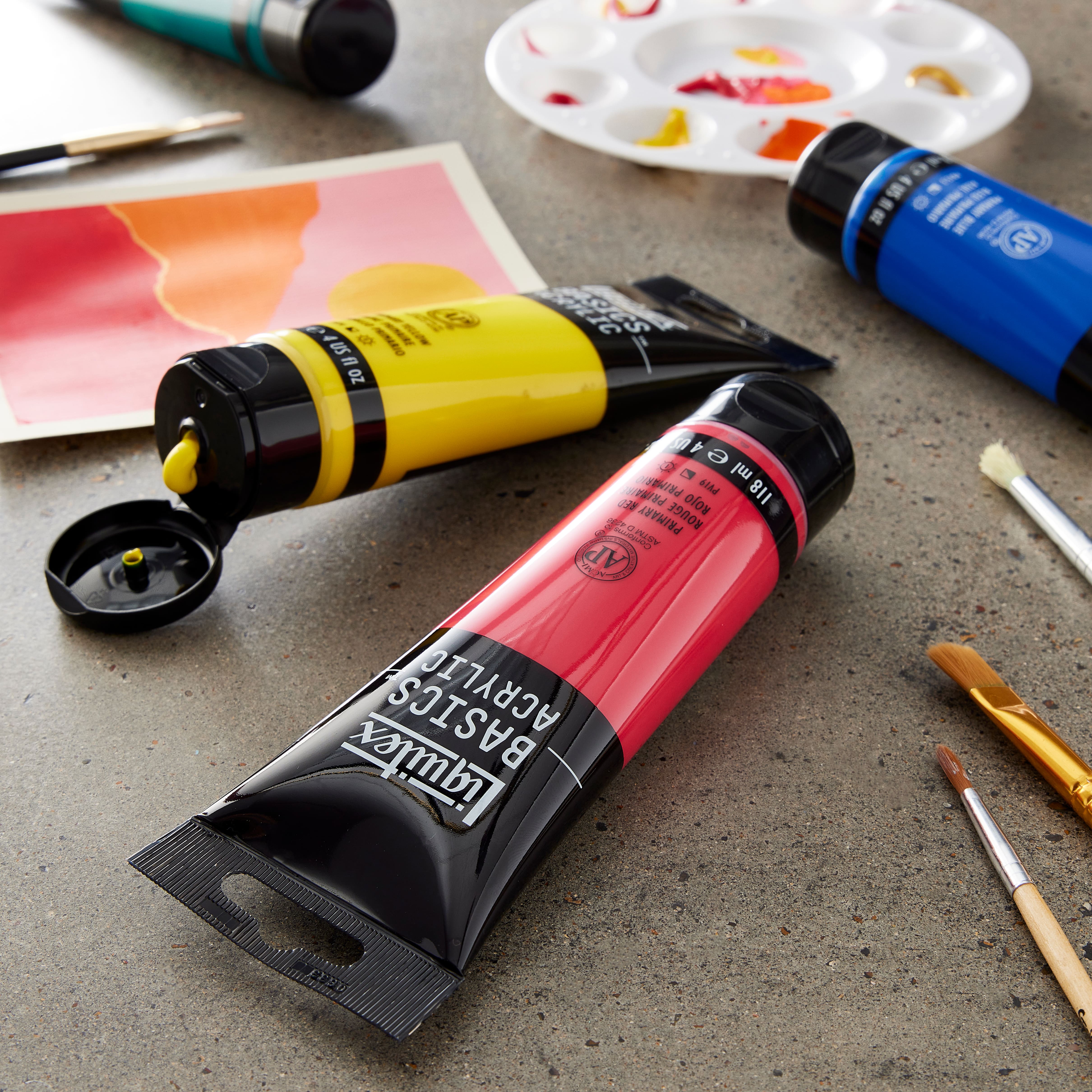 Product Review - Liquitex Basics Acrylic Paint Set, Primary Color Mixing  Blue+Red=Purple 