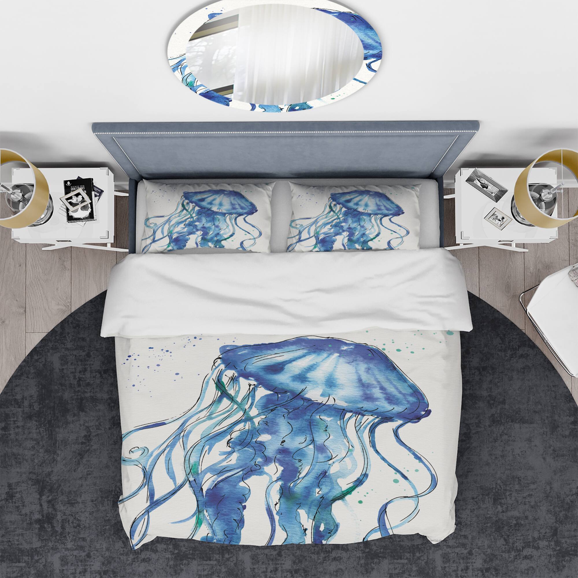 Designart 'Blue Deep Sea X' Coastal Bedding Set