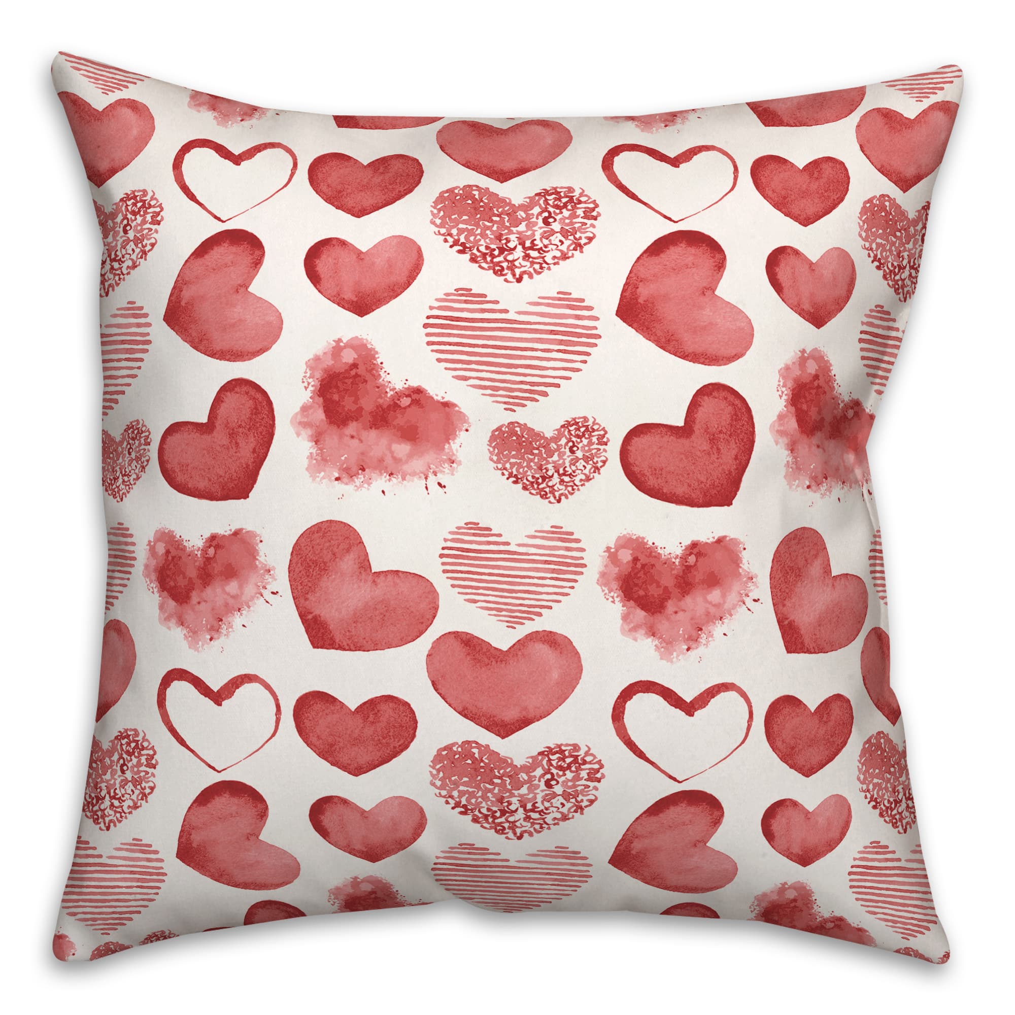 Watercolor Heart Valentine&#x27;s Day Throw Pillow