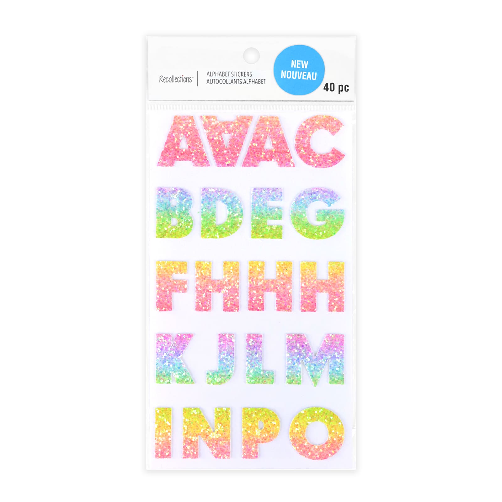 12 Pack: Rainbow Glitter Alphabet Stickers by Recollections™