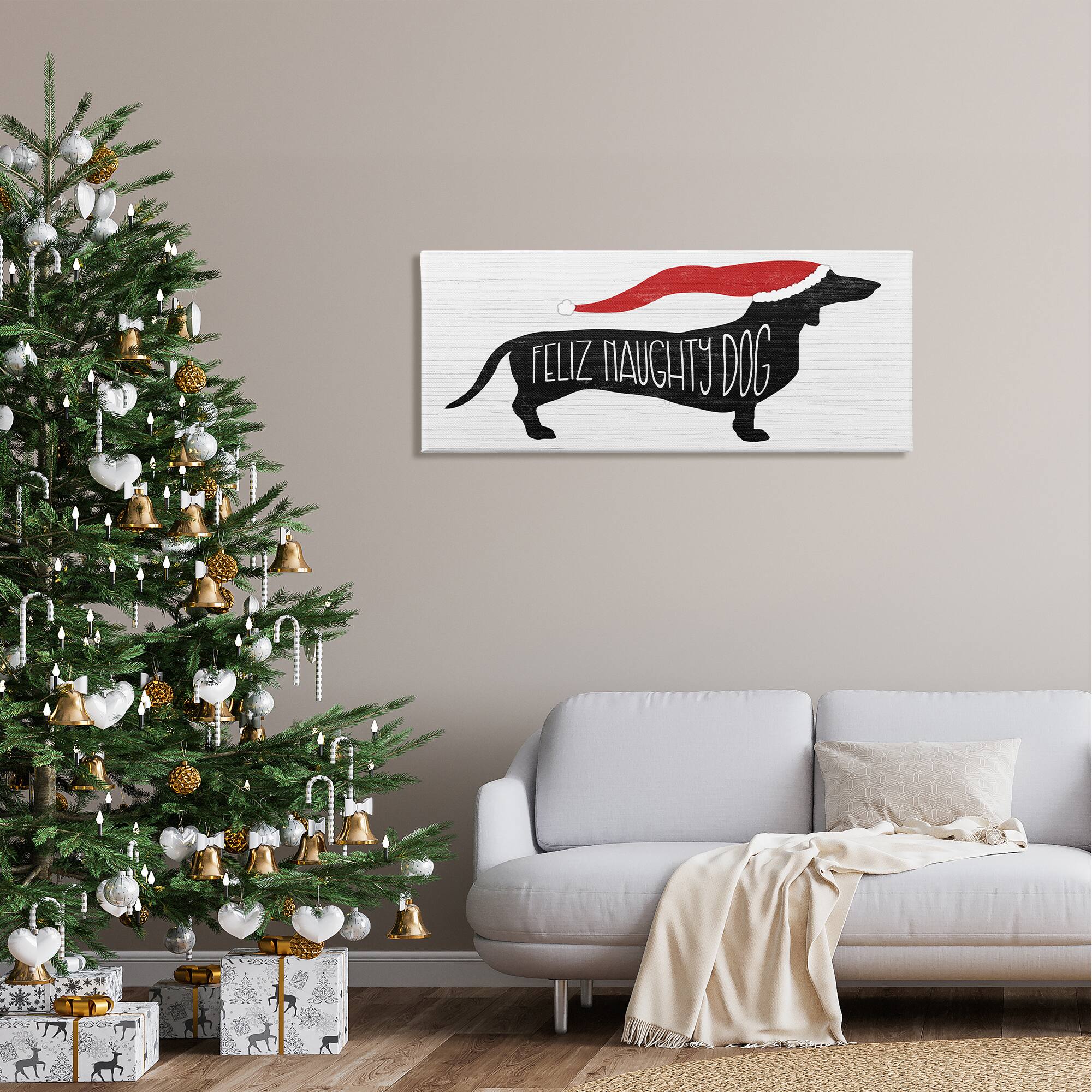 Stupell Industries Funny Feliz Naughty Dog Dachshund Canvas Wall Art