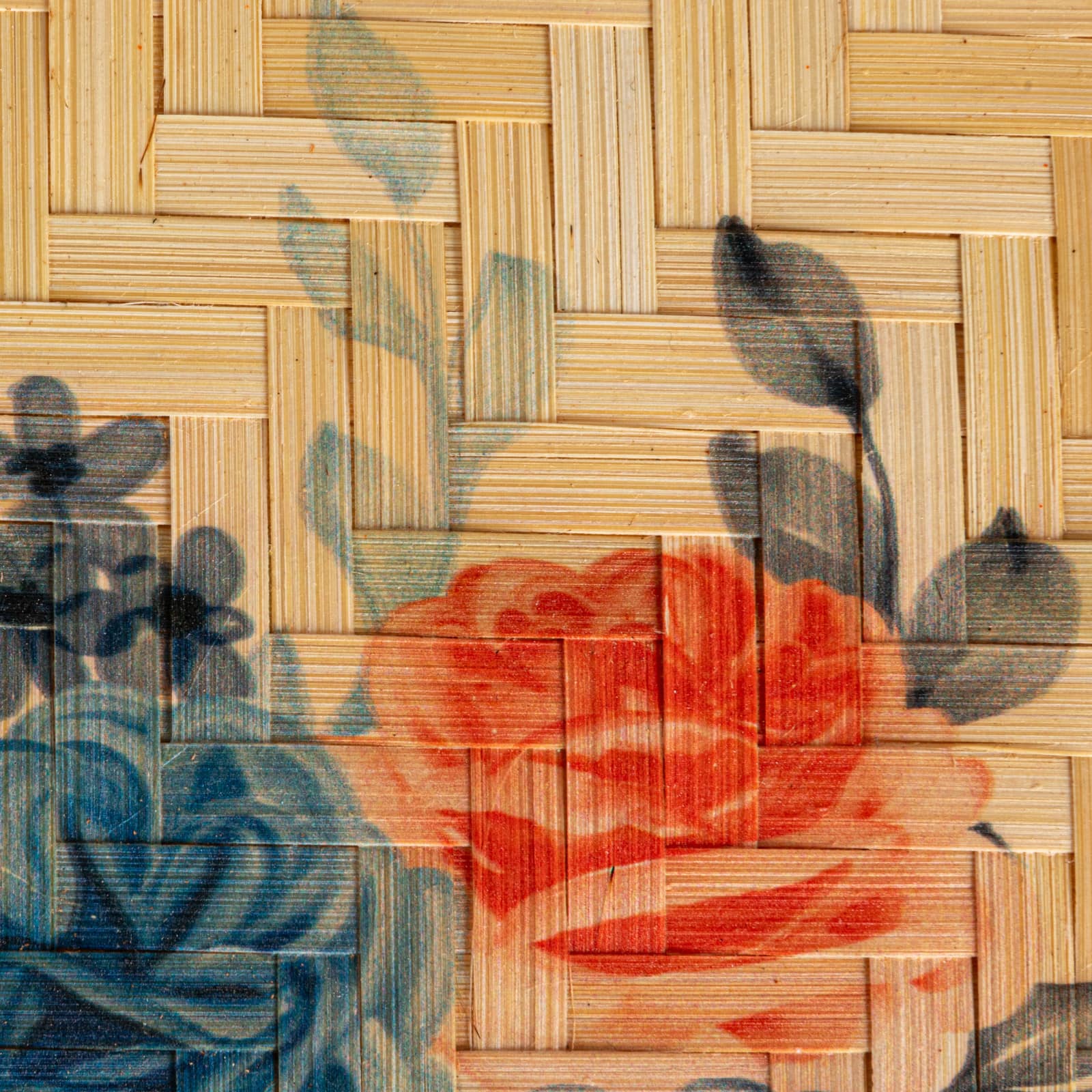 Hello Honey® 23.5" Floral Fantasy Rattan & Bamboo Tray