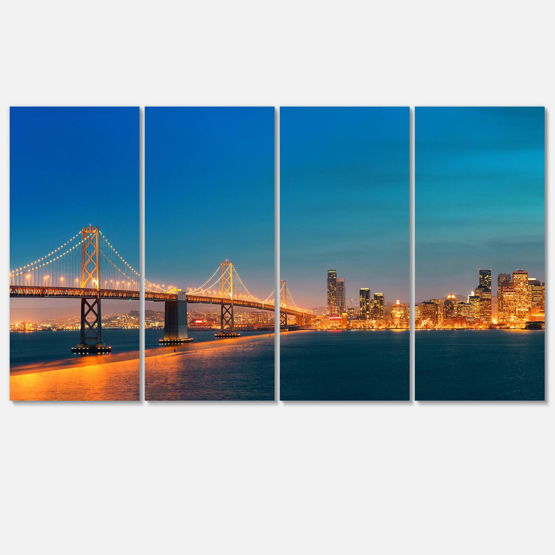 Designart - Illuminated San Francisco Skyline - Cityscape Canvas Print