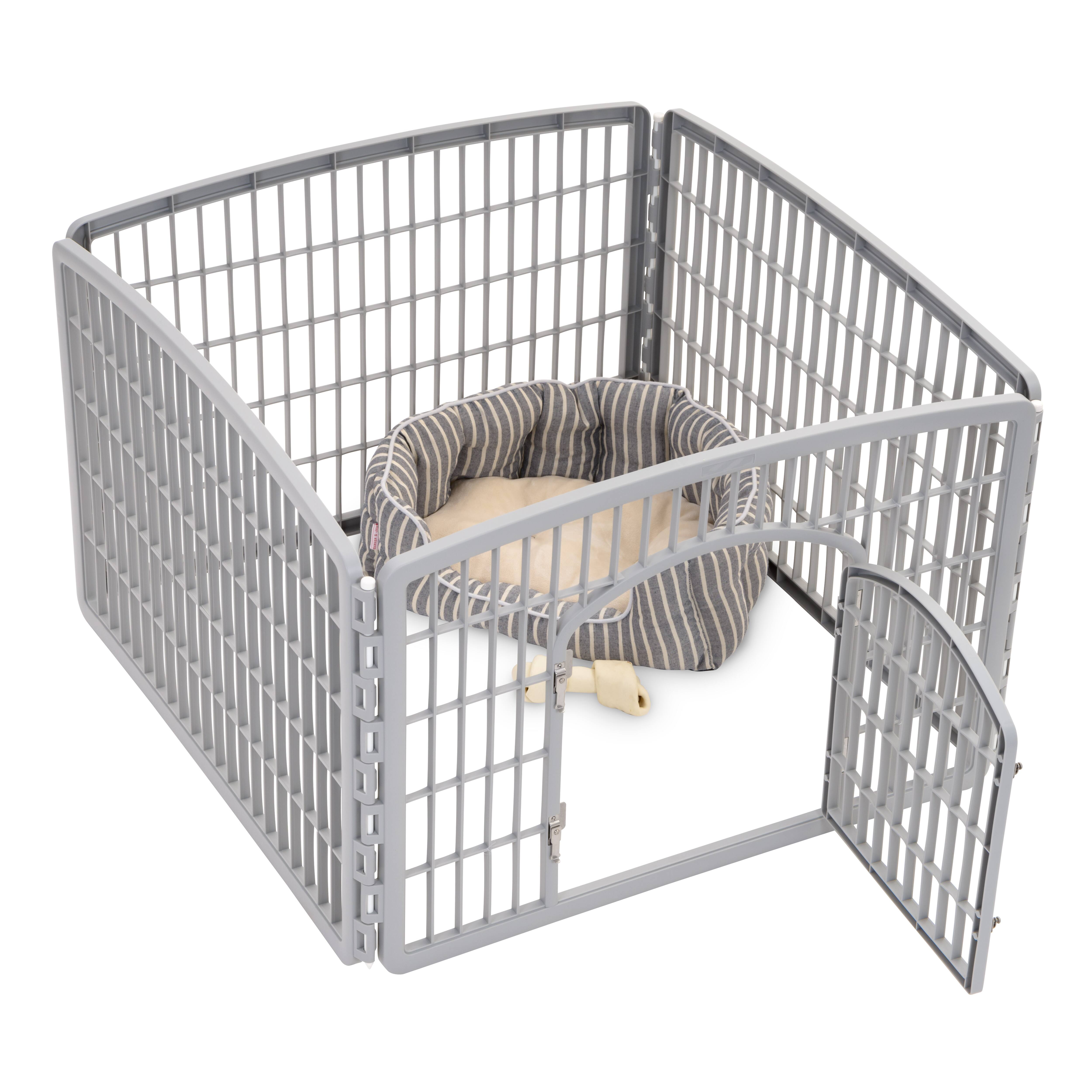IRIS® Gray 4-Panel Pet Playpen with Door