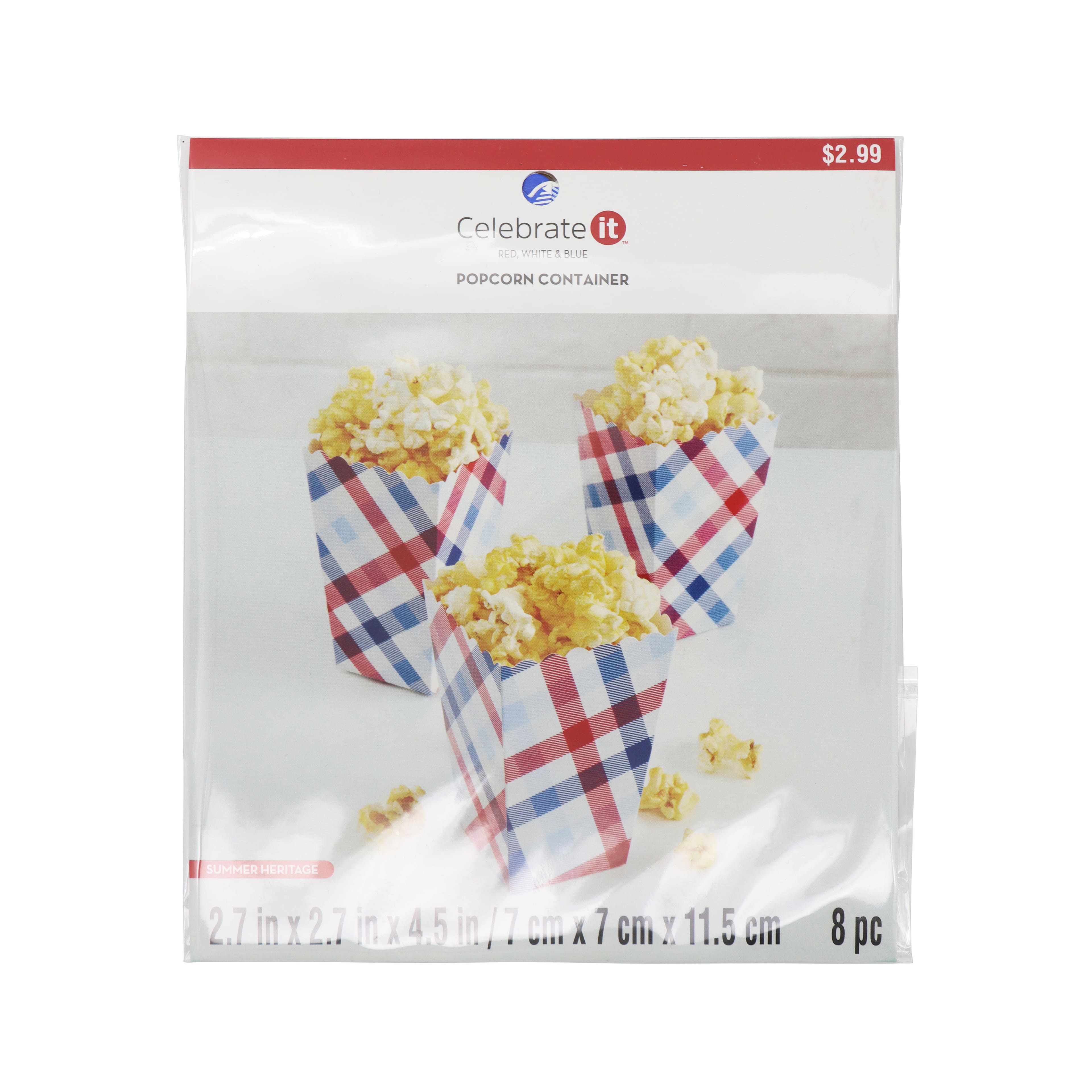 Patriotic Plaid Popcorn Containers by Celebrate It&#x2122;, 8ct.