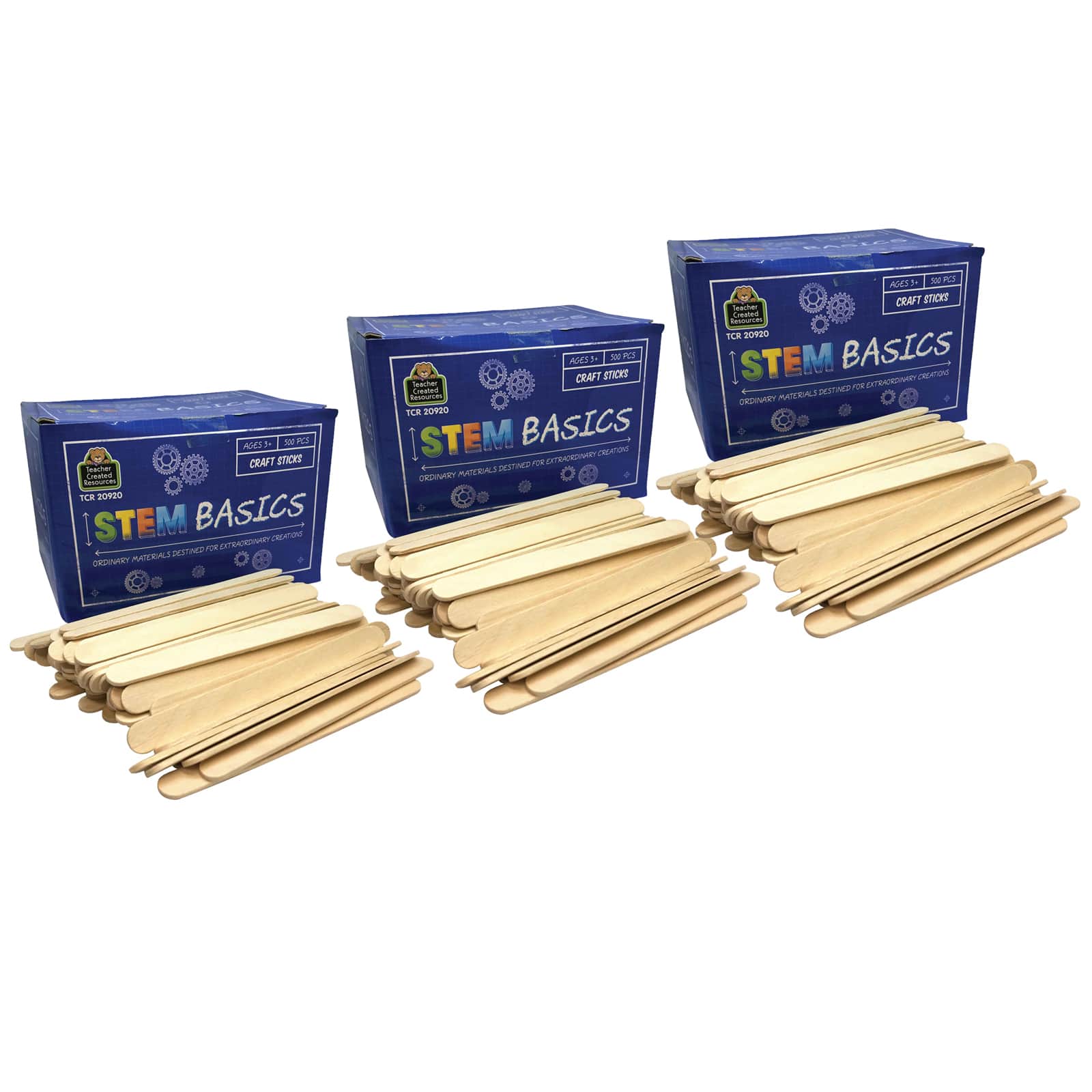 6 Packs: 3 Packs 500 ct. (9,000 total) Teacher Created Resources STEM Basics Craft Sticks