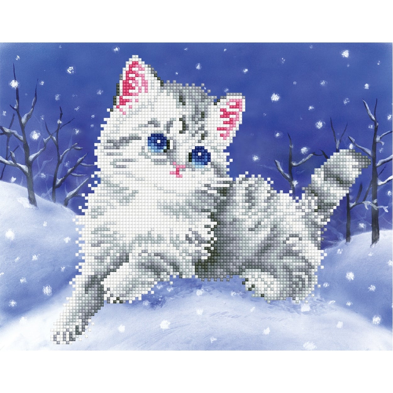 Diamond Dotz® Kitten in the Snow Pre-Framed Diamond Art Kit