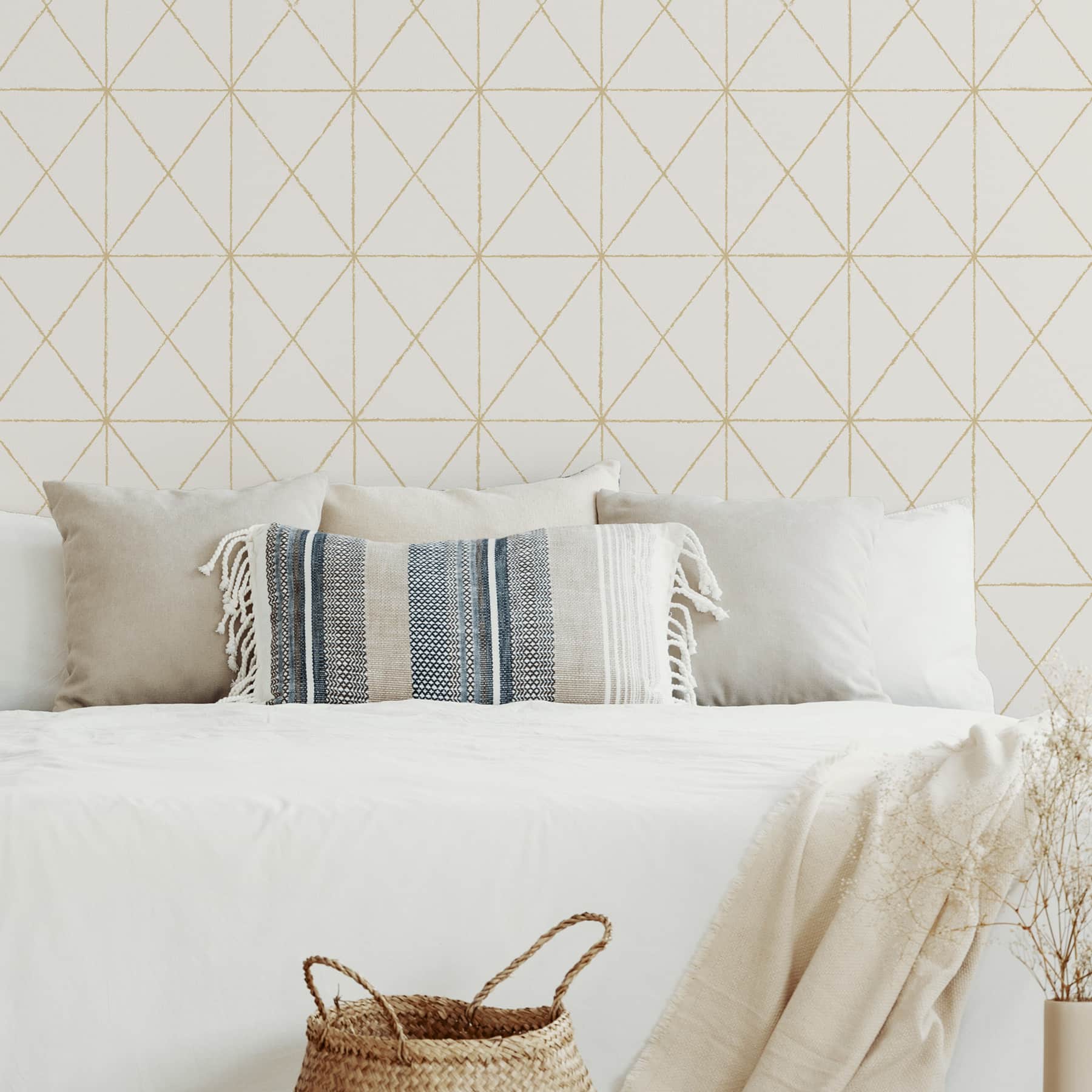 Wallpops White & Gold Get In Line Peel & Stick Wallpaper