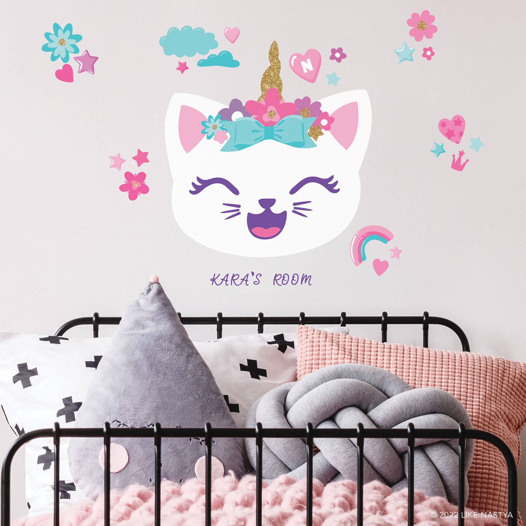 RoomMates Like Nastya Unicorn Cat Giant Peel &#x26; Stick Wall Decals with Alphabet