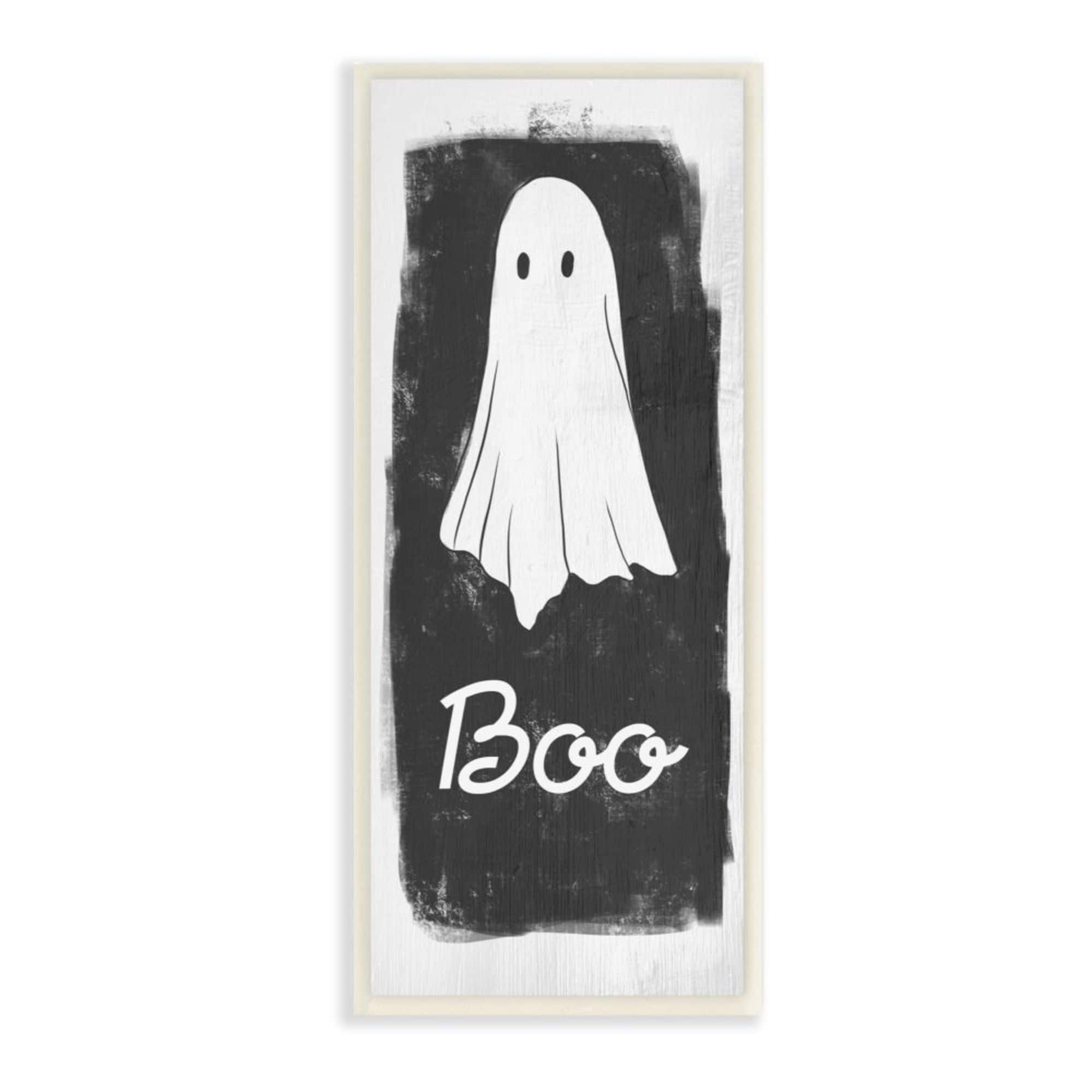 Stupell Industries Charming Rustic Sheet Ghost with Boo Text Wood Wall Plaque