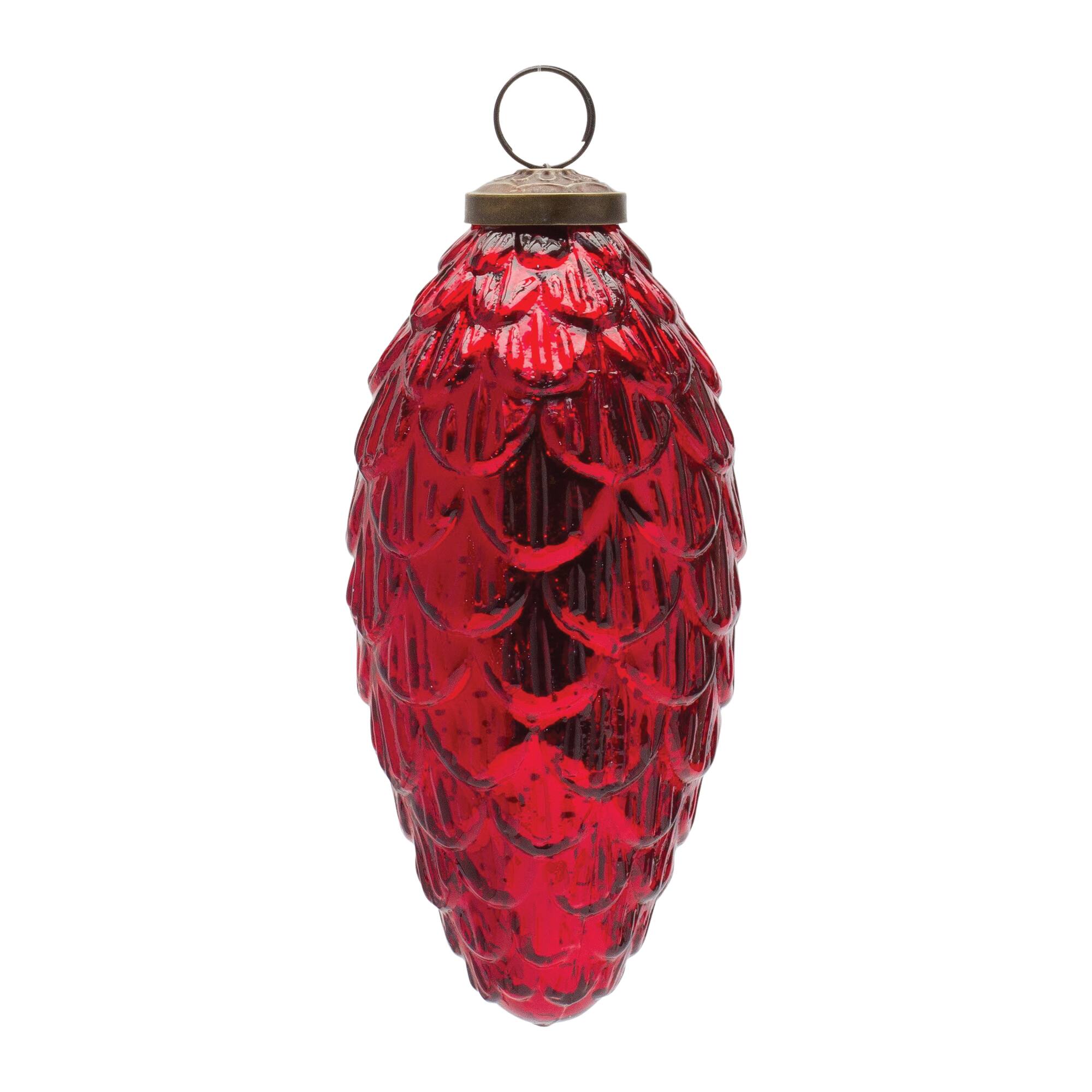 6ct. Red Mercury Glass Pinecone Ornament