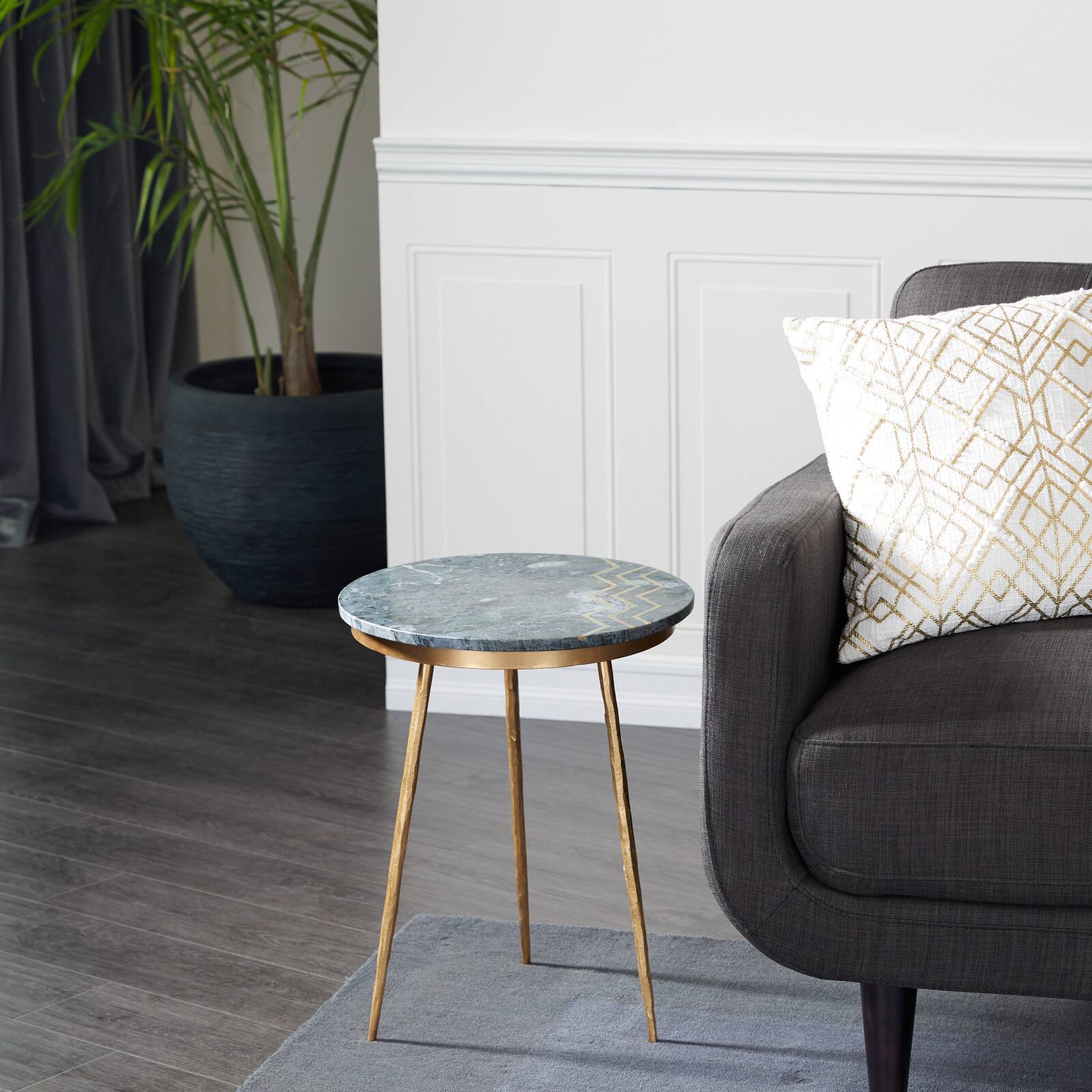 20" Gold Contemporary Stoneware Accent Table