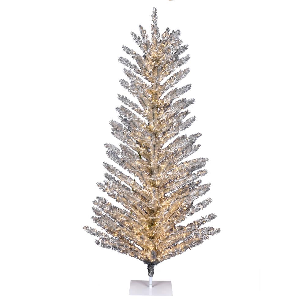 6ft. Pre-Lit Vintage Aluminum Artificial Christmas Tree, Warm White Low Voltage LED Lights