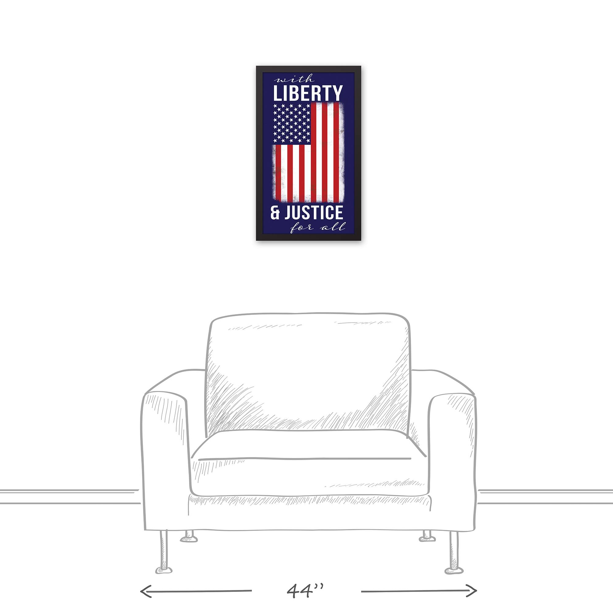 Liberty &#x26; Justice Flag Black Framed Canvas