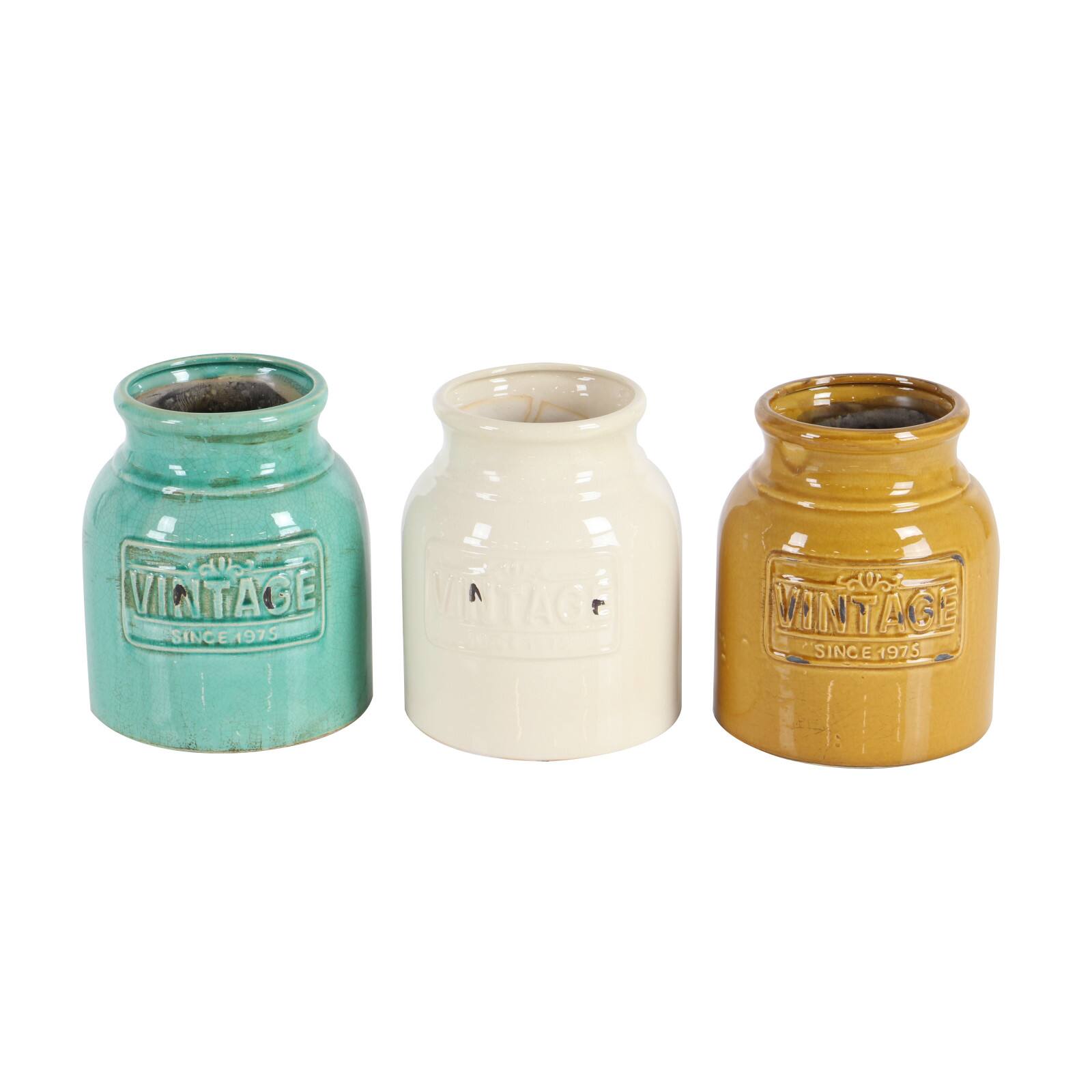 9&#x22; Terracotta Vintage Decorative Jar Set