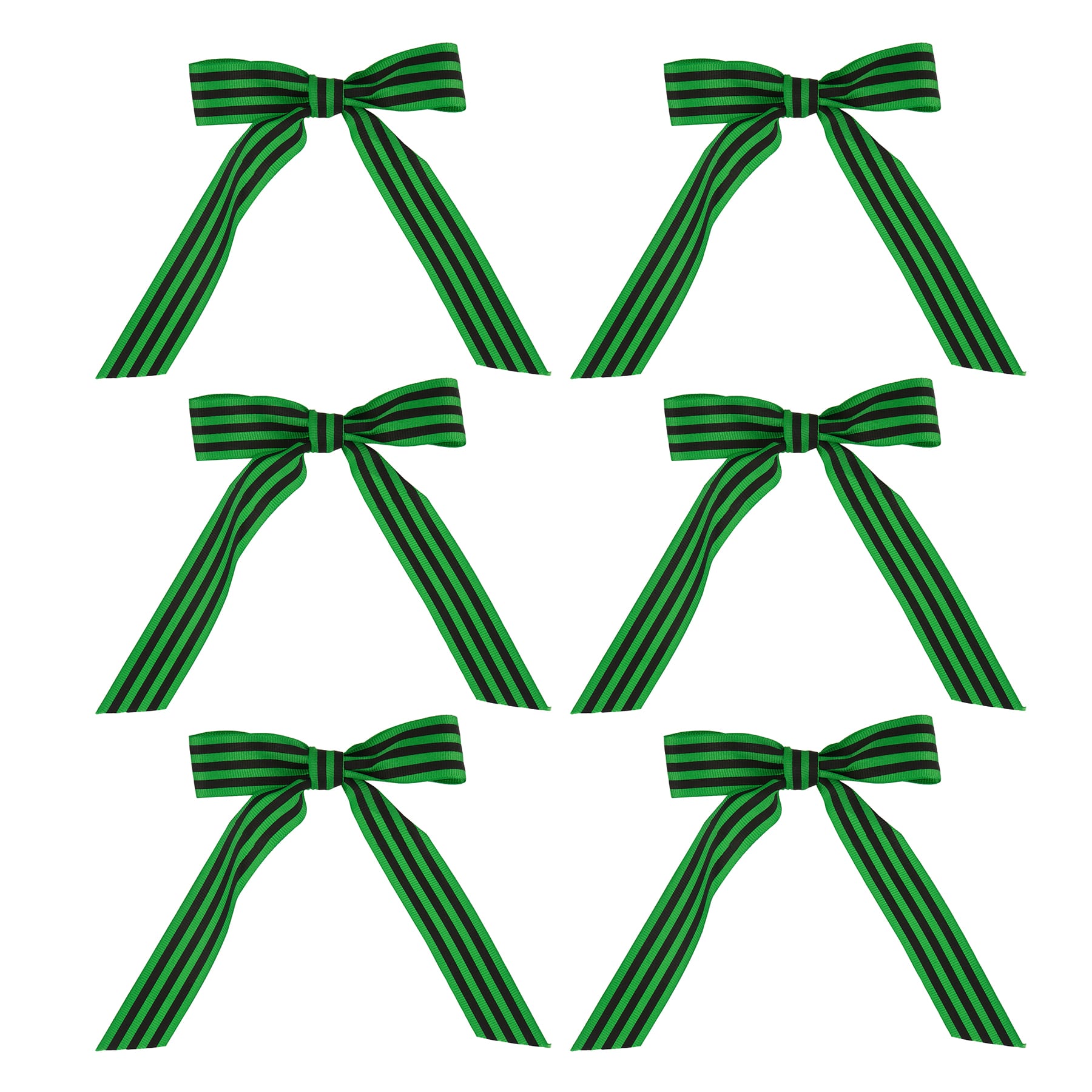 6&#x22; Green &#x26; Black Striped Bows, 6ct. by Celebrate It&#x2122;