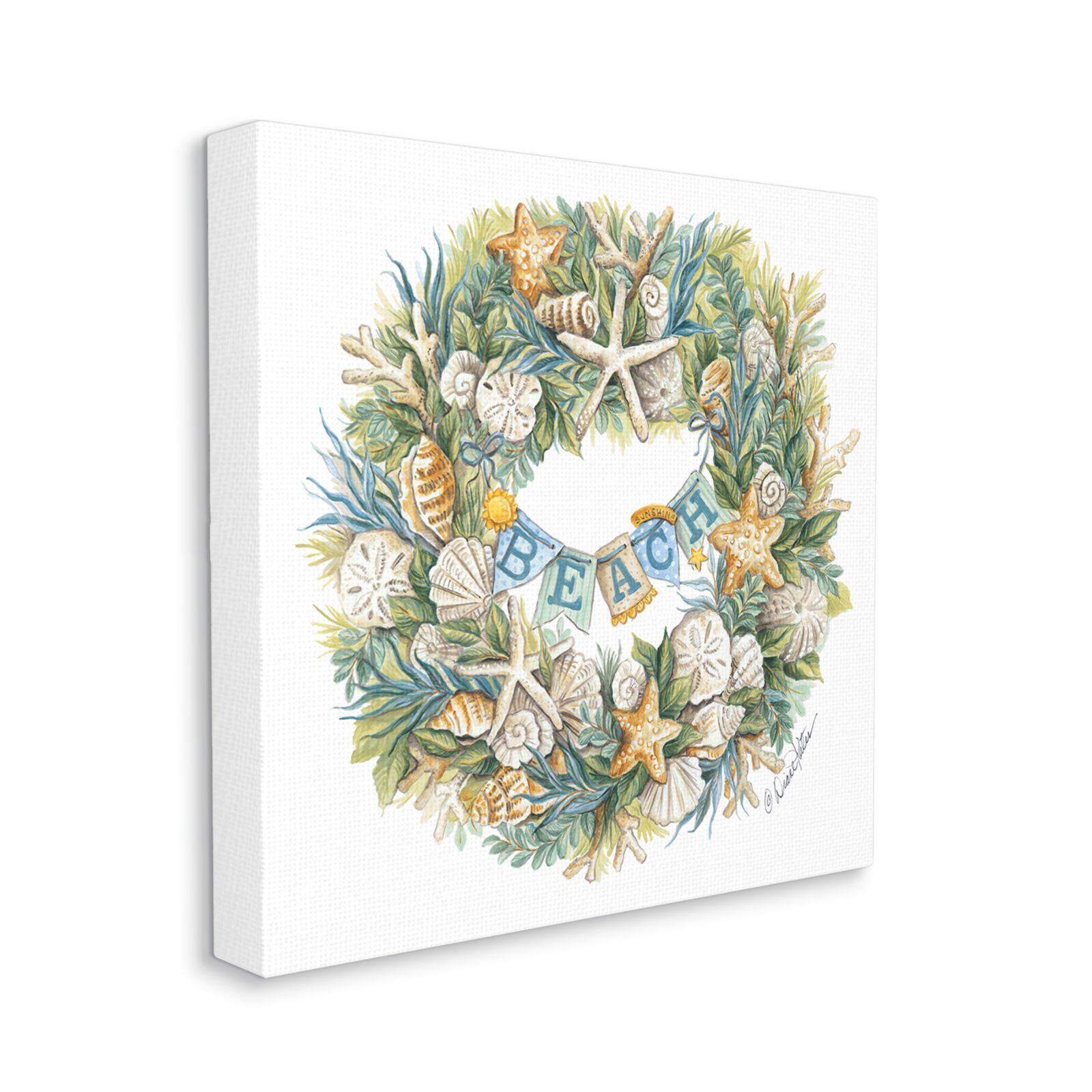Stupell Industries Seashell Wreath Nautical Christmas Canvas Wall Art