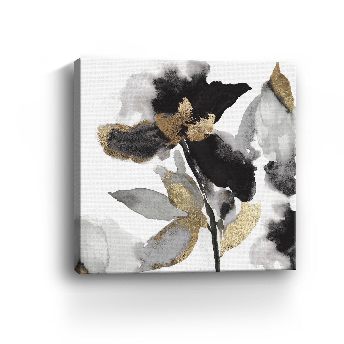 Lumaprints Black Petals Gold Leaves II Giclée Canvas