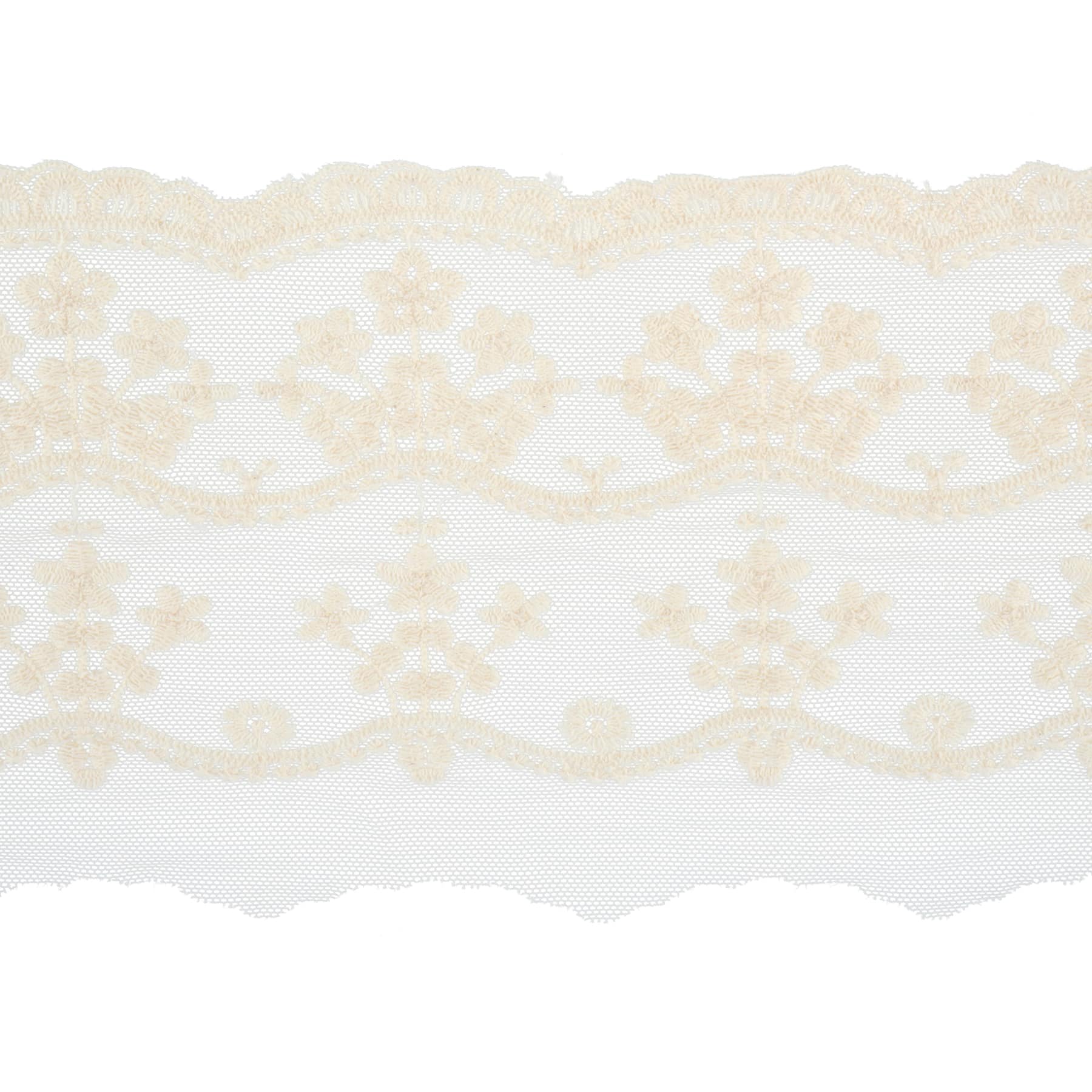 4.5&#x22; Ivory Embroidered Lace Trim by Celebrate It&#xAE;