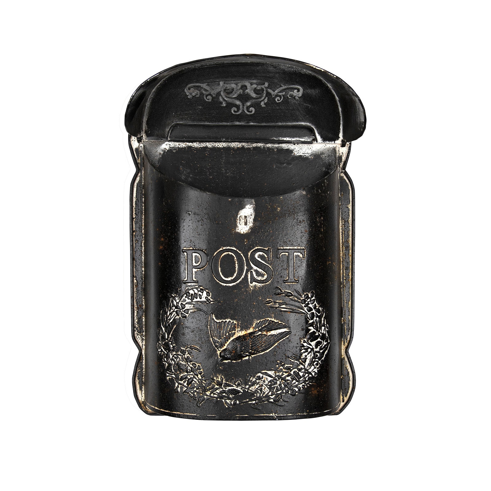 Hello Honey® 15.5" Black Embossed Tin Post Letter Box