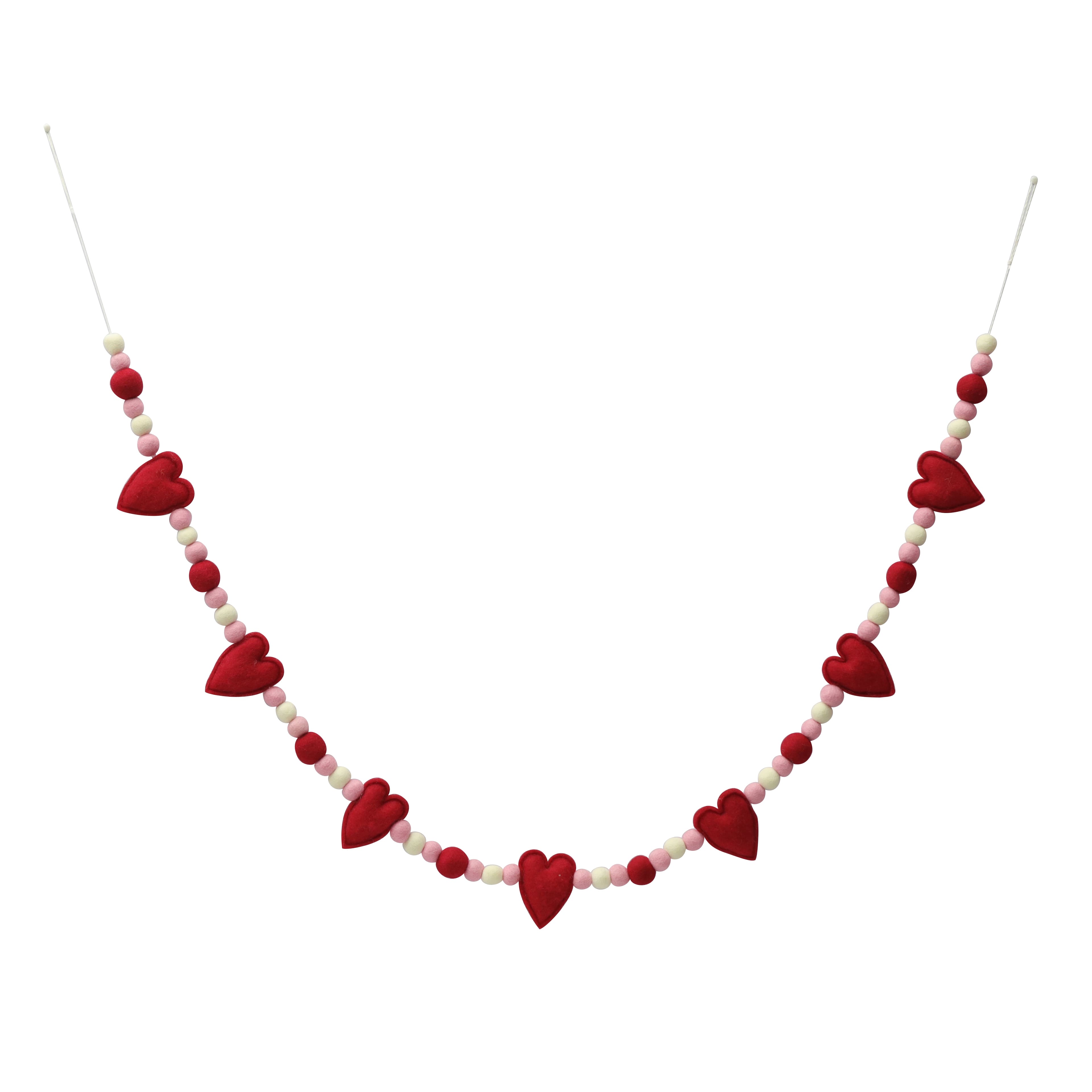 6ft. Red Pom Pom & Felt Heart Garland by Celebrate It™