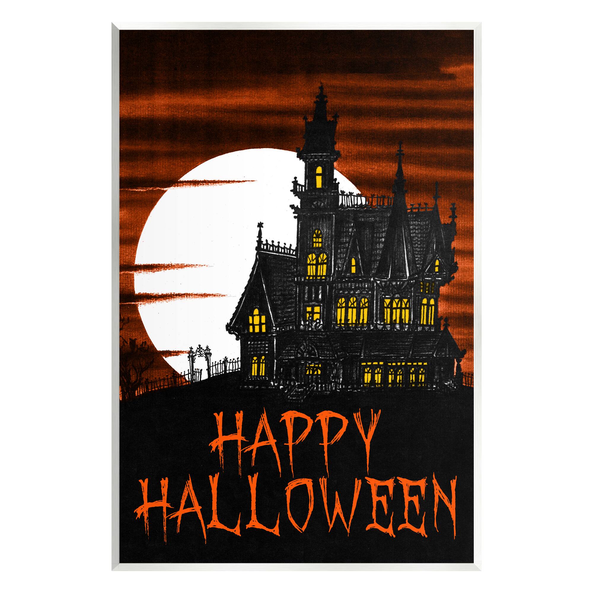 Stupell Industries Happy Halloween Haunted House Wall Plaque Art