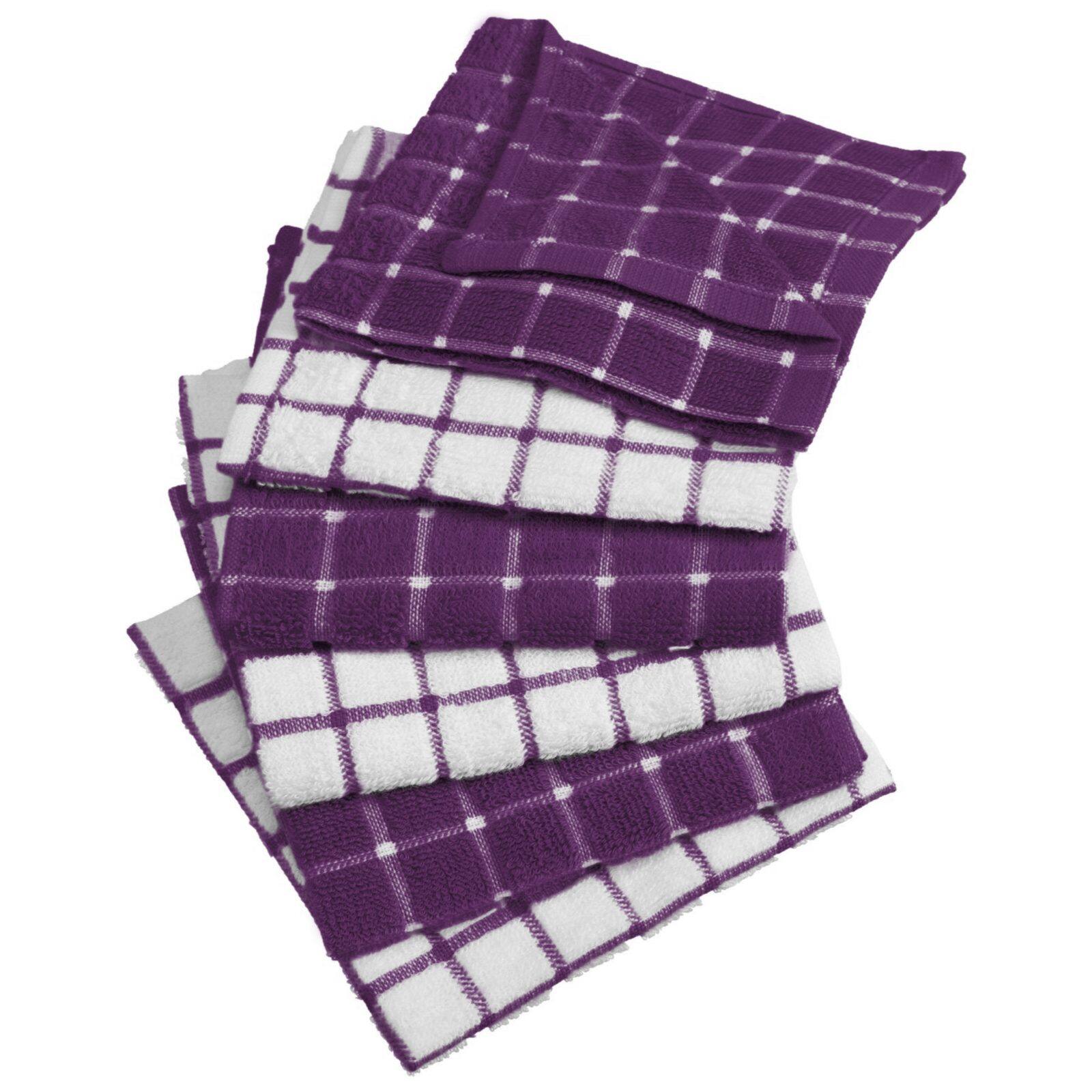 DII® Eggplant Combo Windowpane Dishcloths, 6ct.