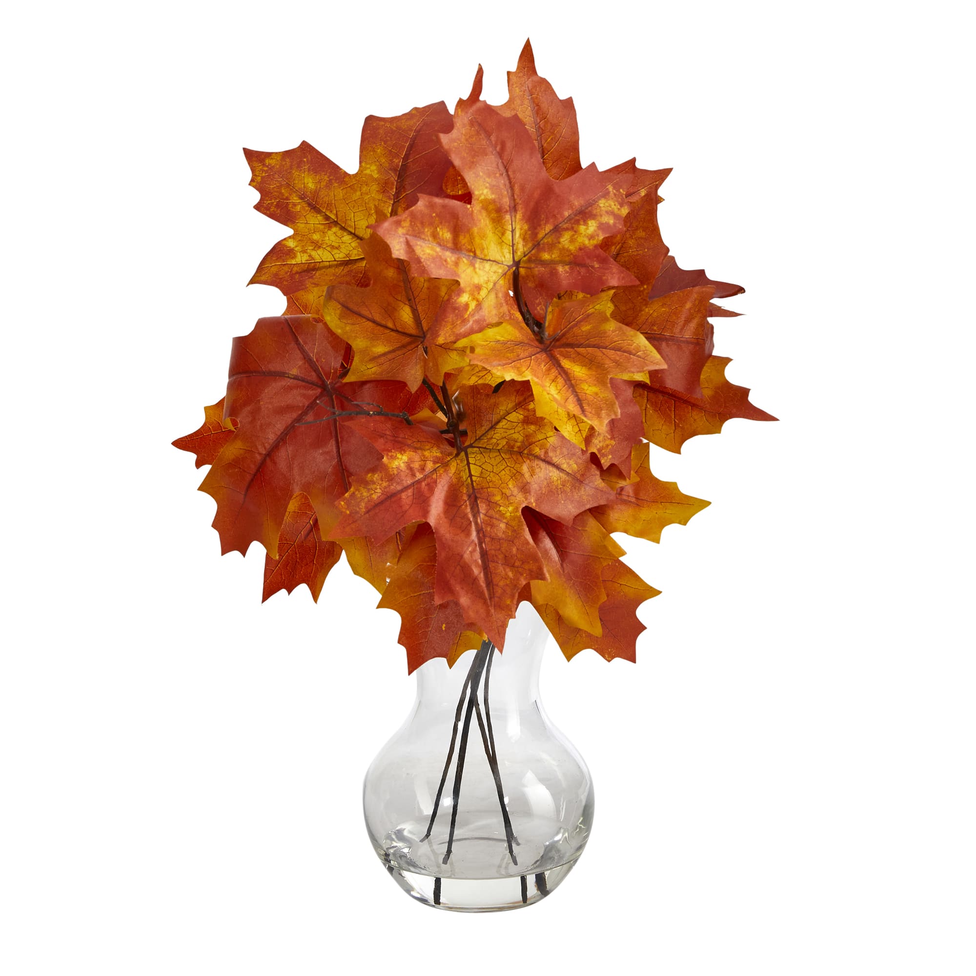 10" Autumn Maple Leaf Arrangement in Glass Vase Michaels