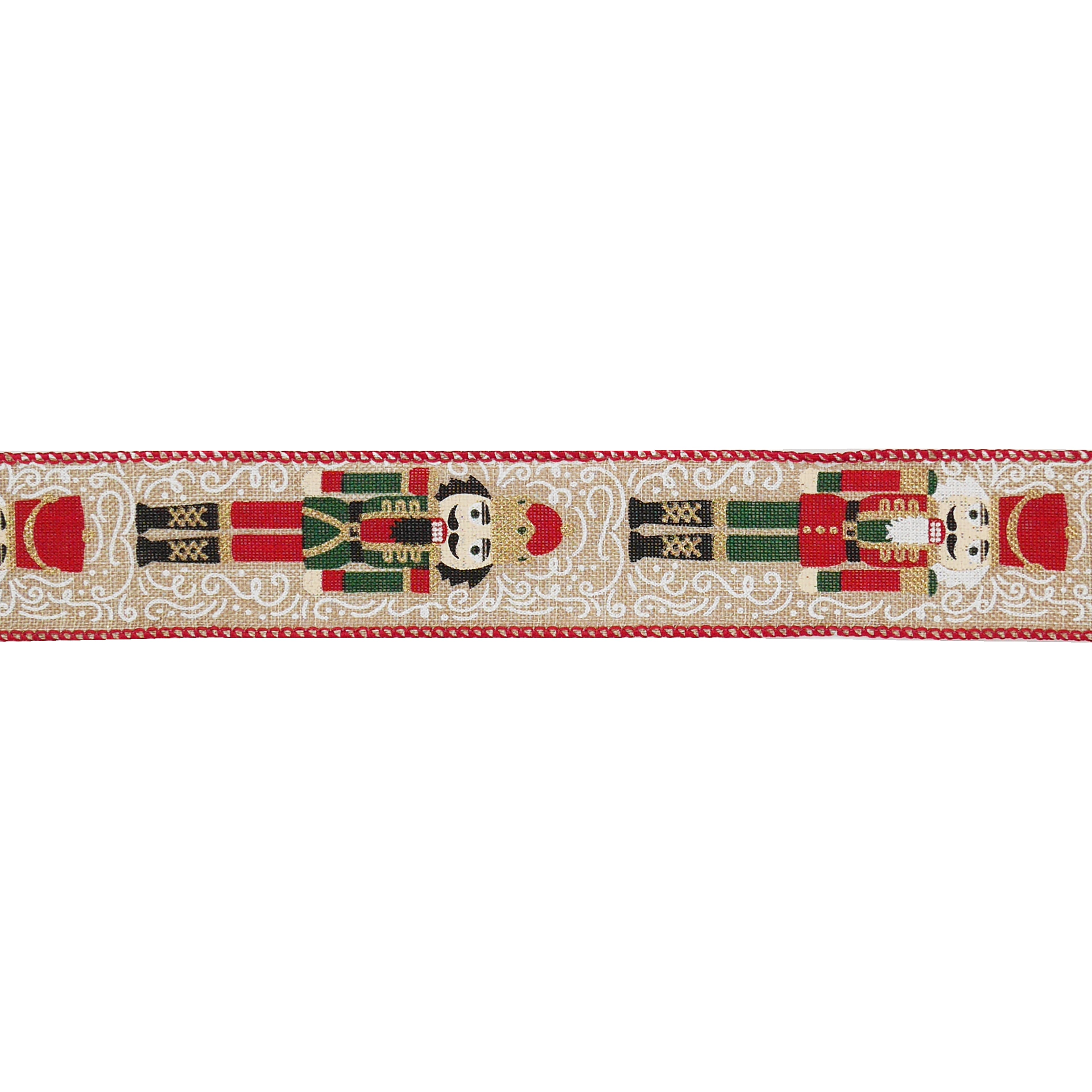 1.5&#x22; x 30ft. Nutcracker Wired Faux Linen Ribbon by Celebrate It&#xAE;