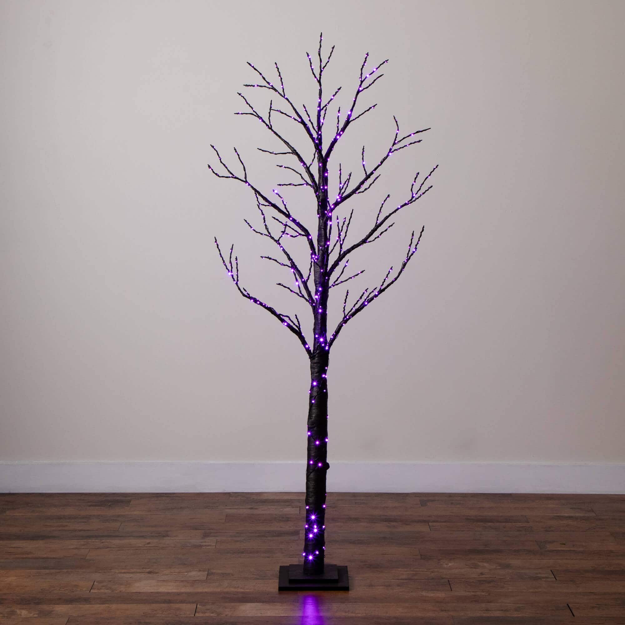 6ft. Pre-Lit Artificial Halloween Twig Tree with 480 Orange & Purple LED Lights