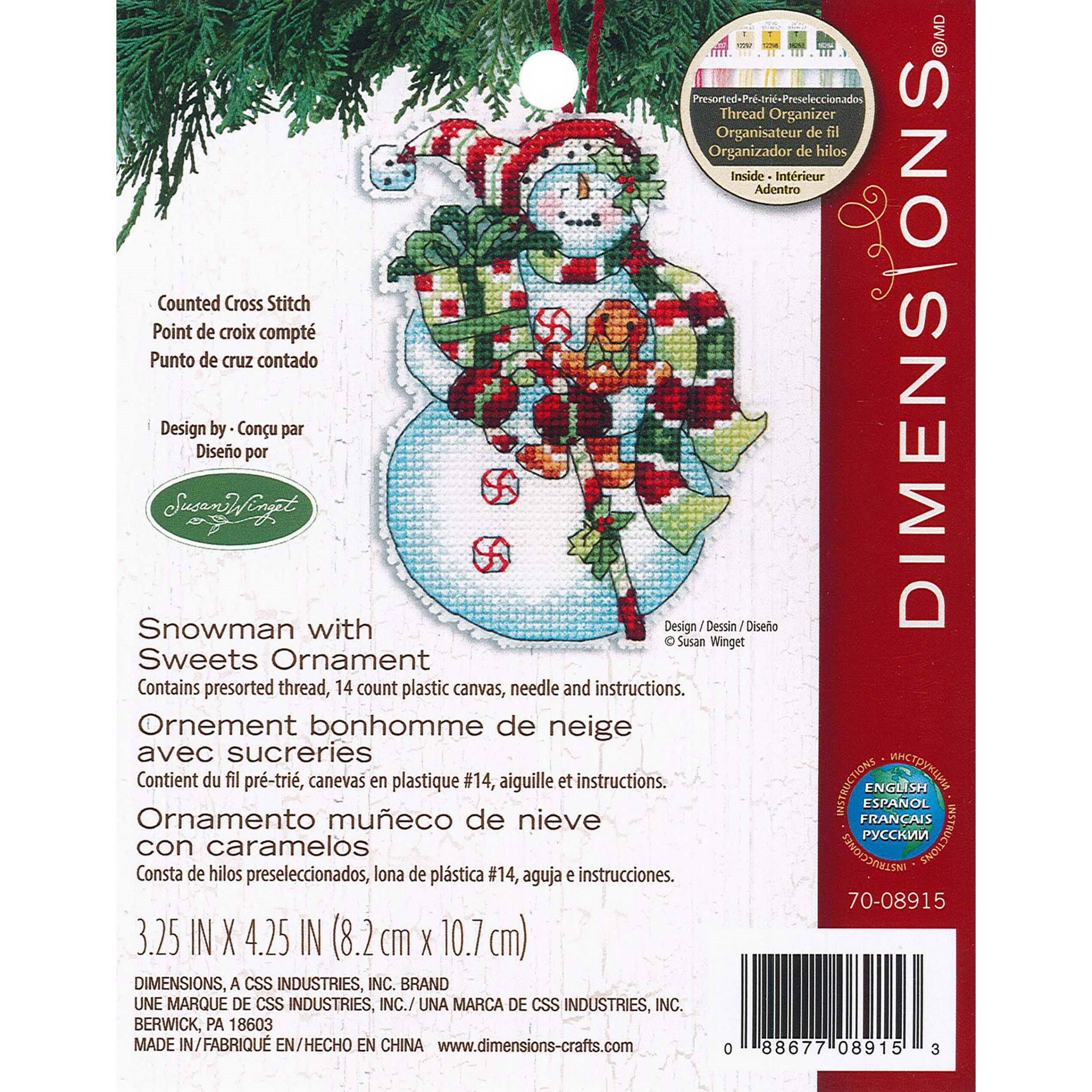 Dimensions Snowman with Sweets Ornament Counted Cross Stitch Kit - D615887S - Holiday Ornaments Buy the Dimensions Snowman with Sweets Ornament Co sku D615887S