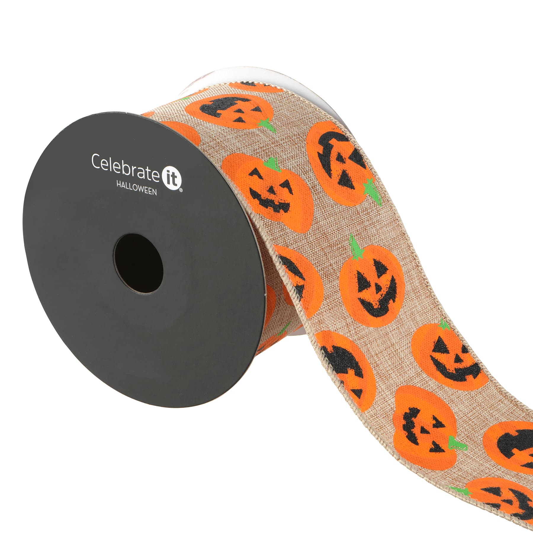 2.5&#x22; x 20ft. Pumpkin Wired Faux Burlap Ribbon by Celebrate It&#xAE; Halloween