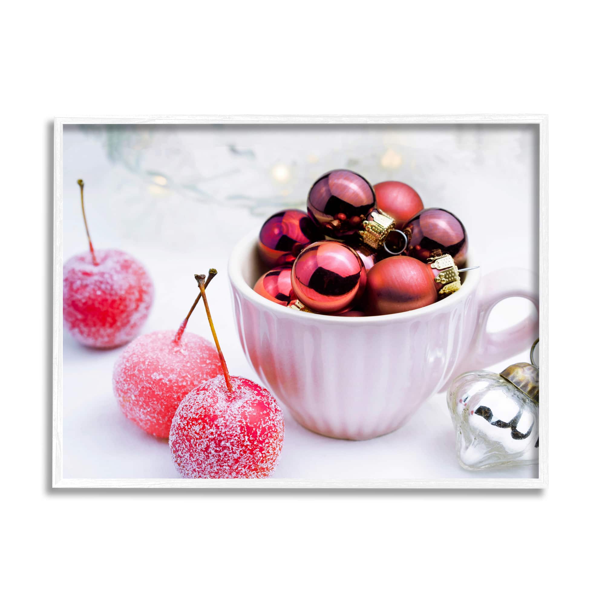 Stupell Industries Gleaming Red Christmas Ornaments Framed Giclee Art