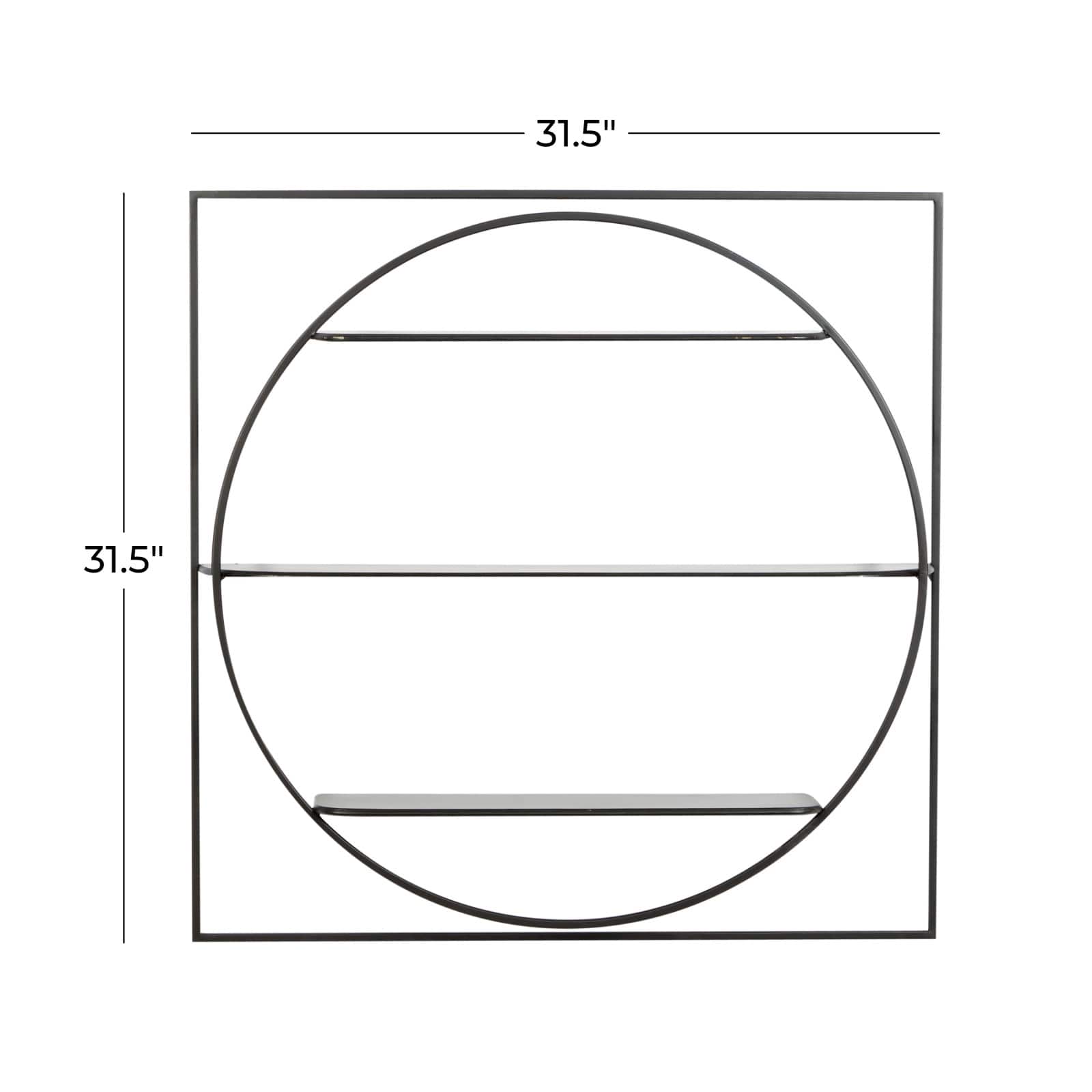 Black Metal Contemporary Wall Shelf, 32" x 32" x 5"