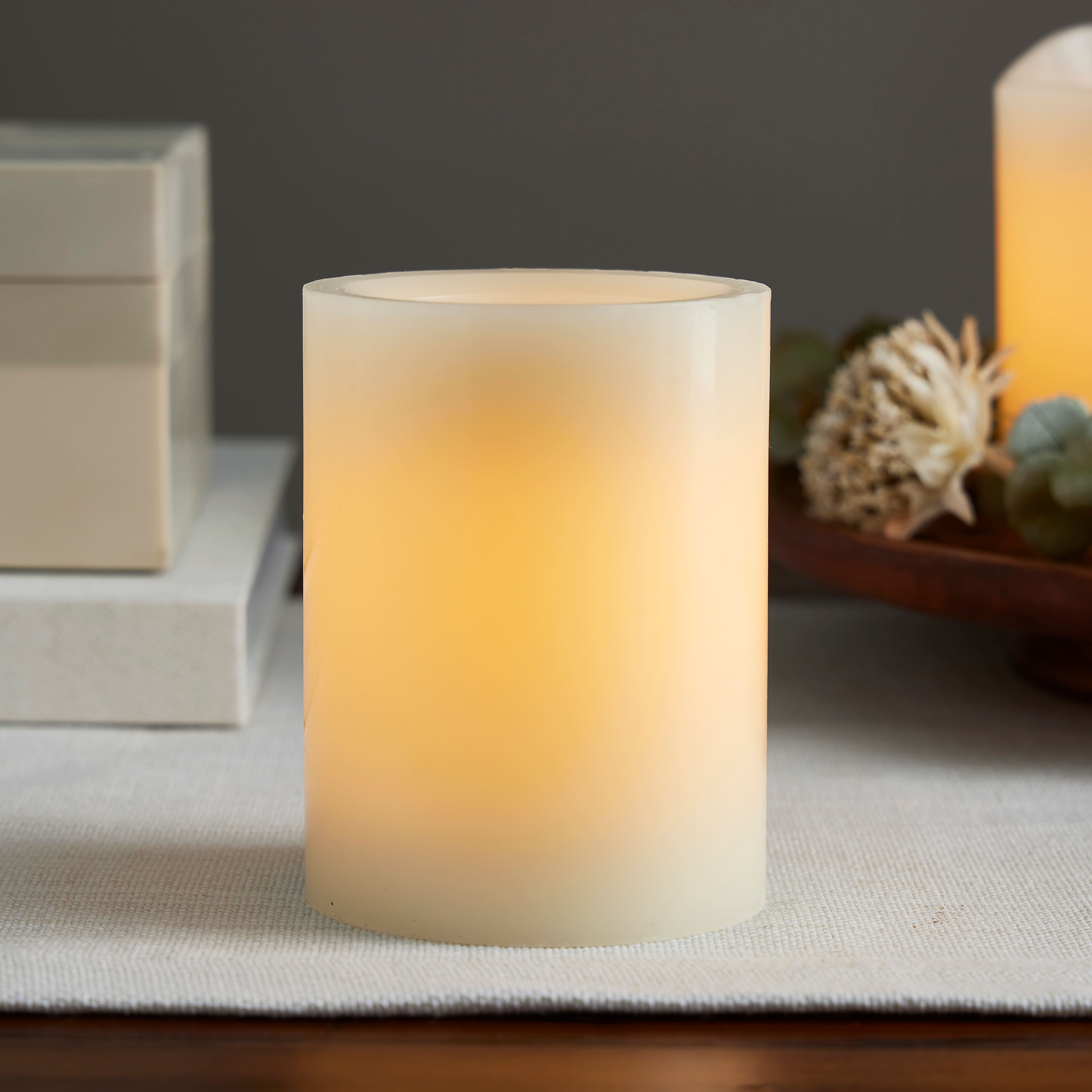 3" x 4" Cream LED Wax Pillar Candle by Ashland®