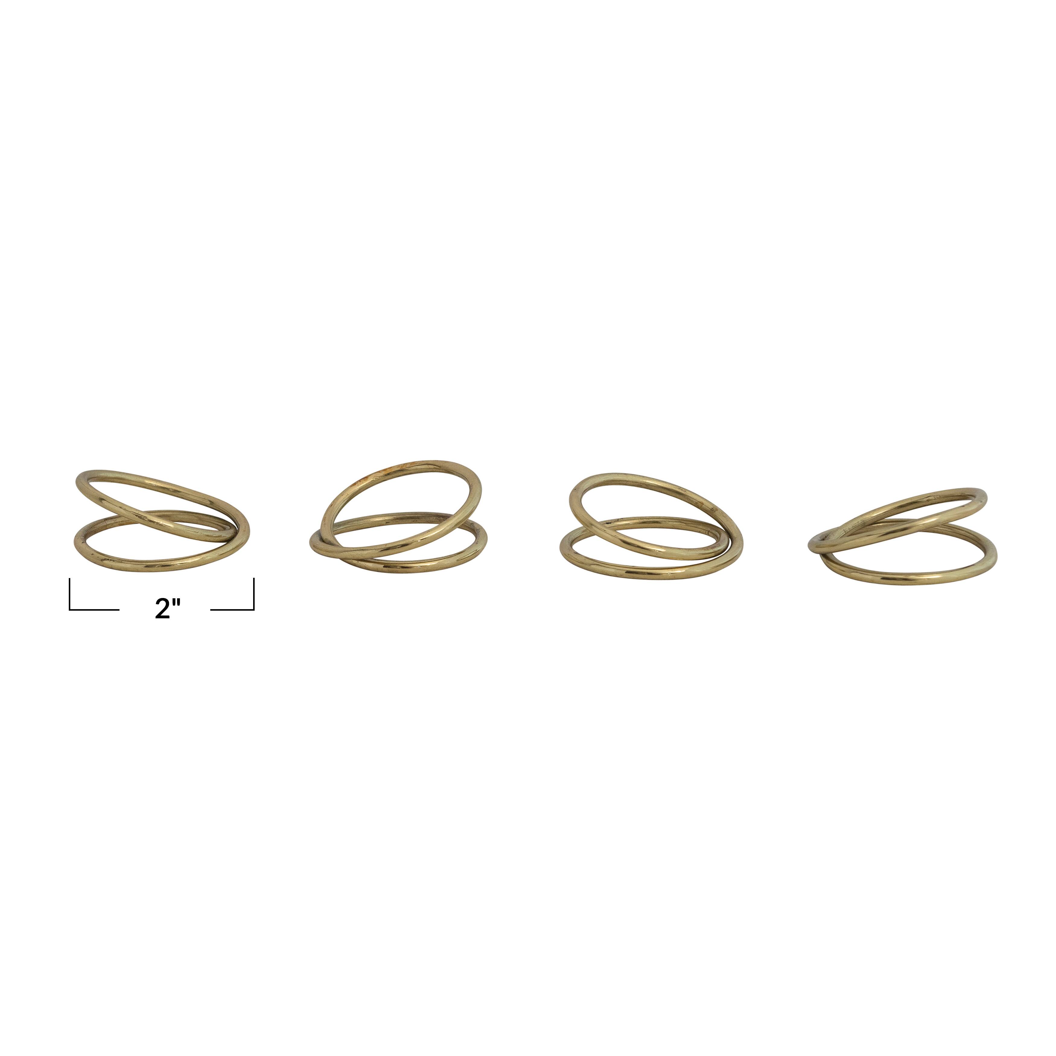 Hello Honey® Modern Round Brass Napkin Rings with Leather Tie Set