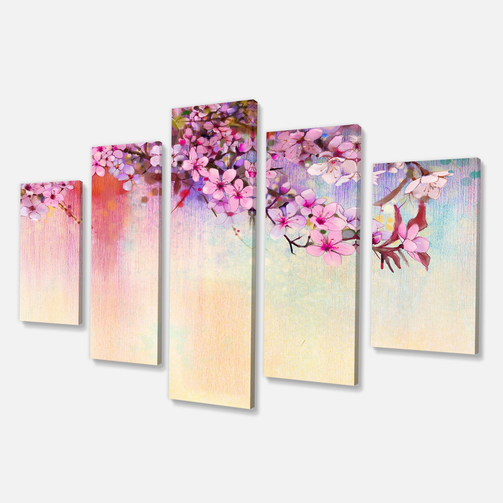 Designart - Watercolor Painting Cherry Blossoms - Floral Canvas Art Print