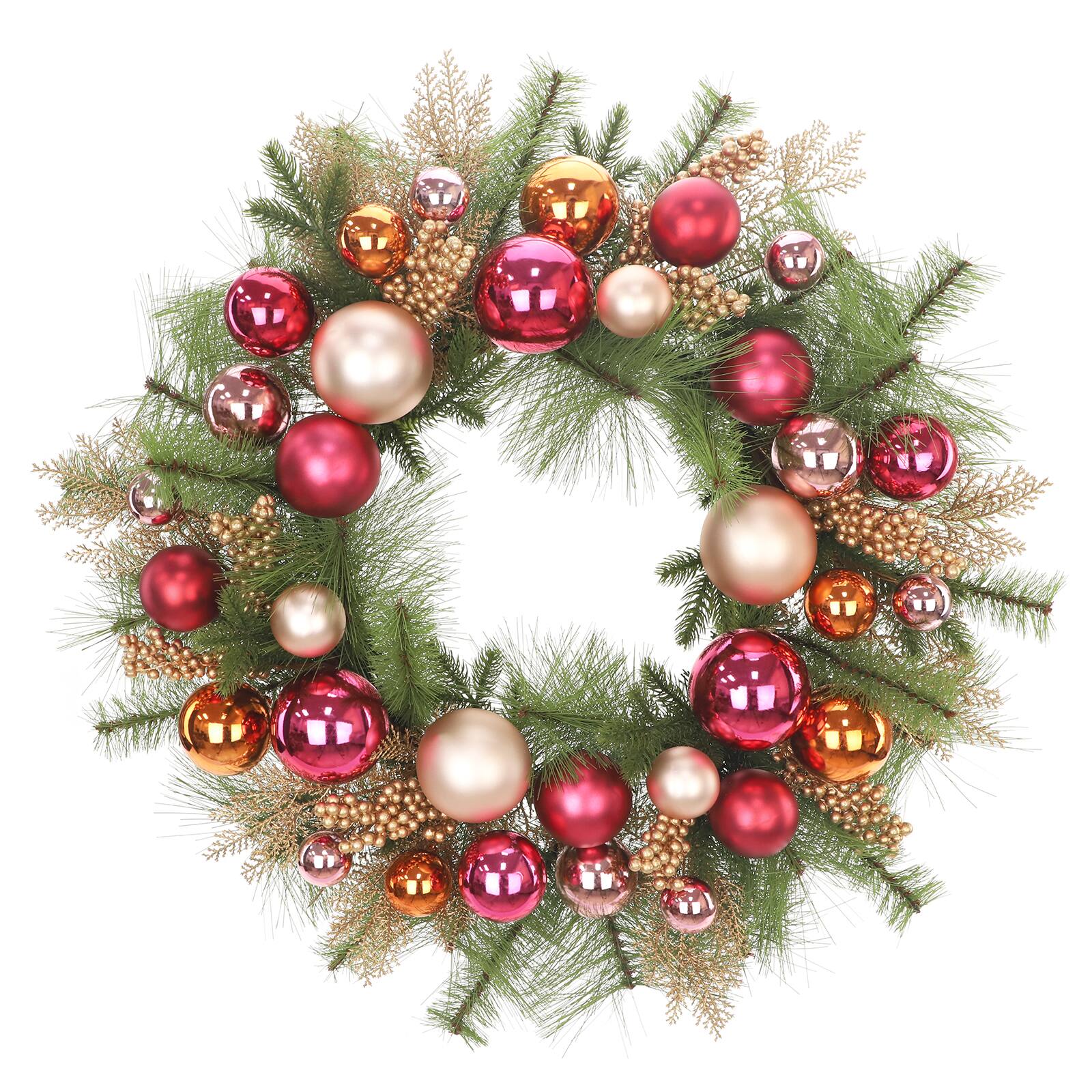 26&#x22; Pine, Berry &#x26; Pink Ornament Designer Premium Floral Wreath by Ashland&#xAE;