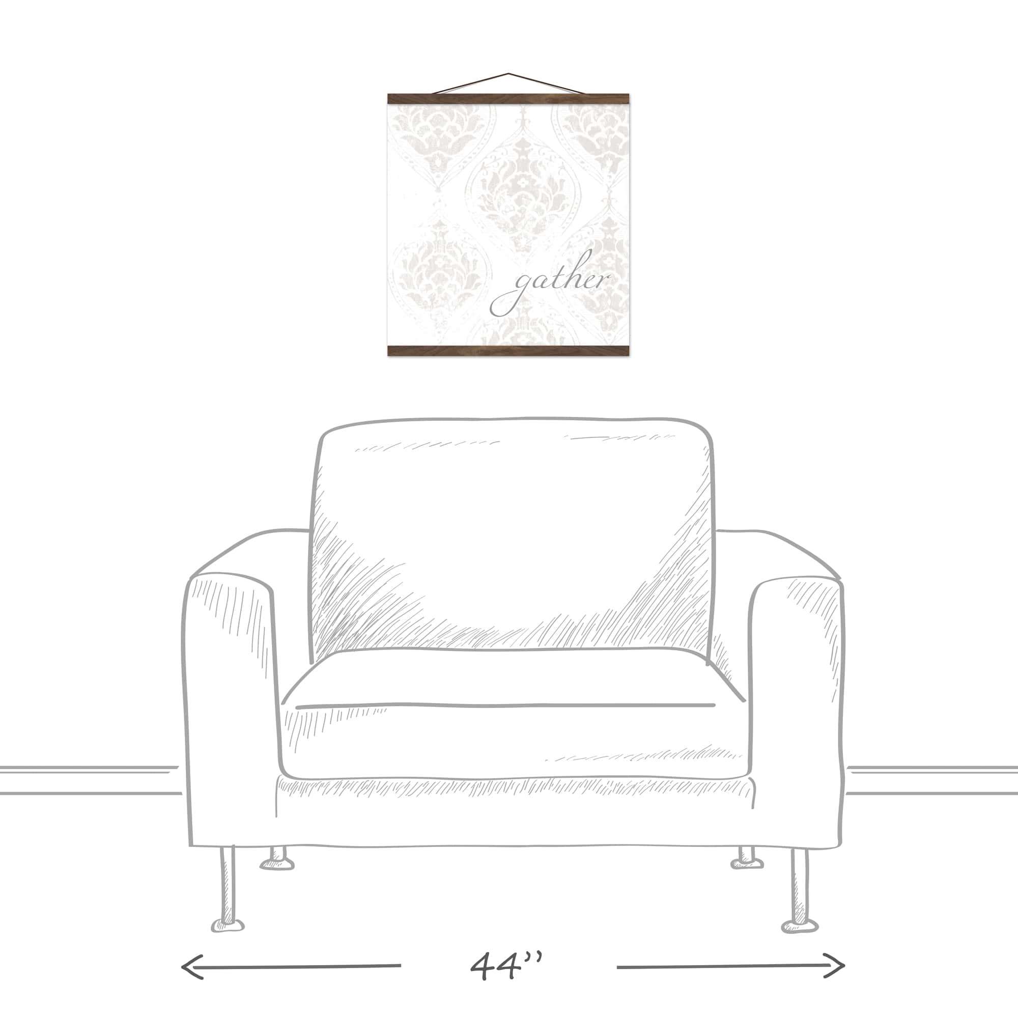 Gather Muted Damask Teak Hanging Canvas