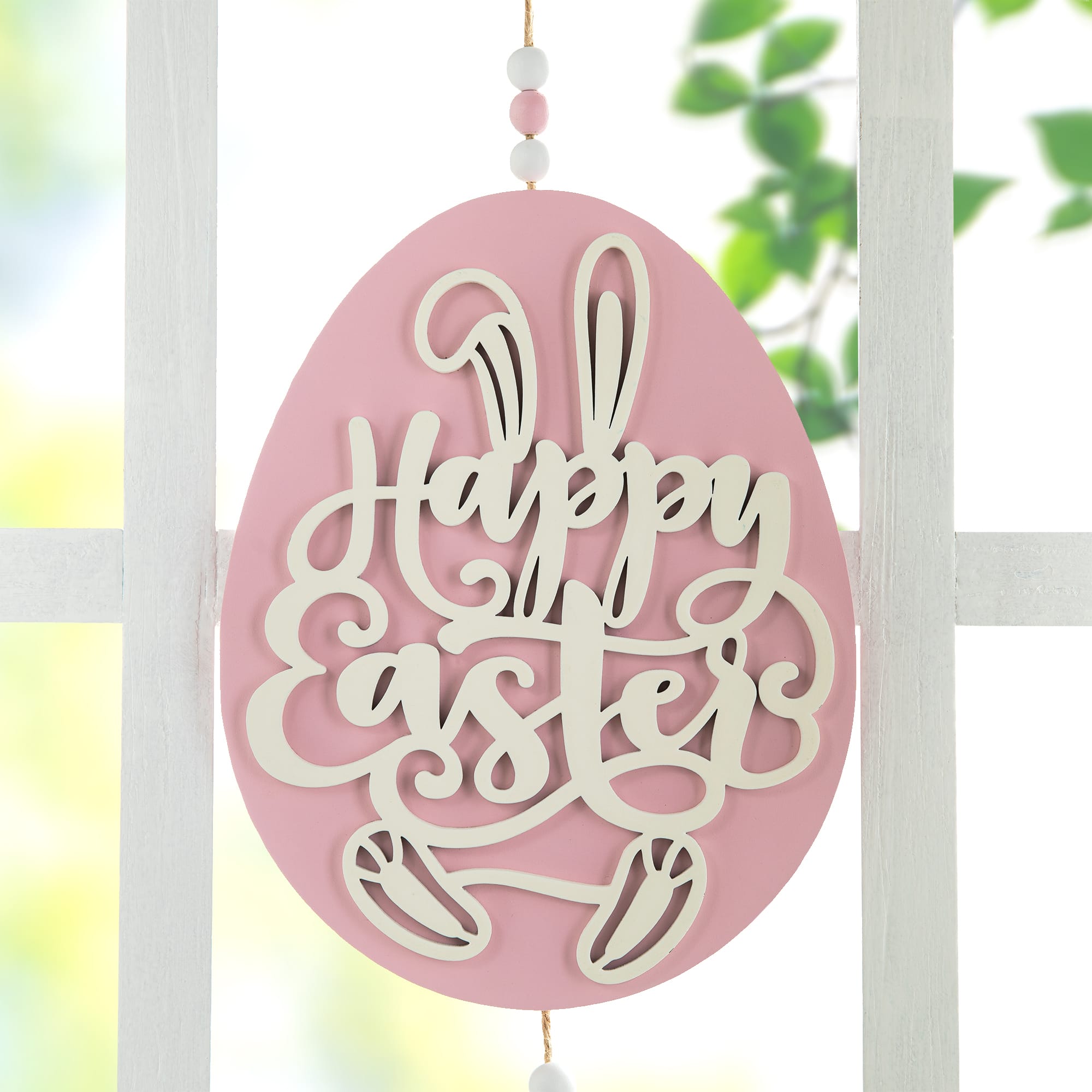 Glitzhome&#xAE; 17&#x22; Easter Wooden Eggs Door Hanger Set