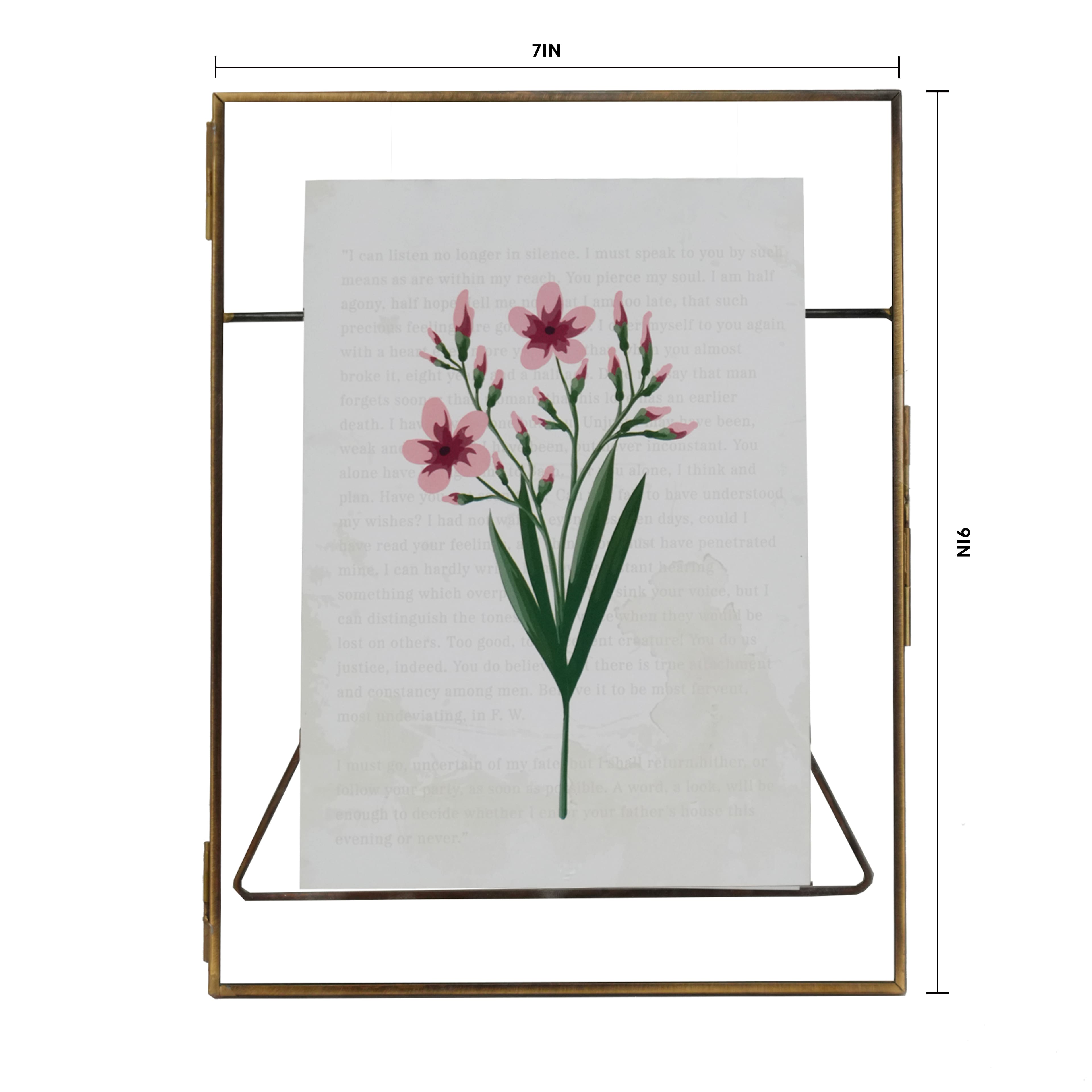 Just Jane 7&#x22; x 9&#x22; Brass Float Frame with Easel by Studio D&#xE9;cor&#xAE;
