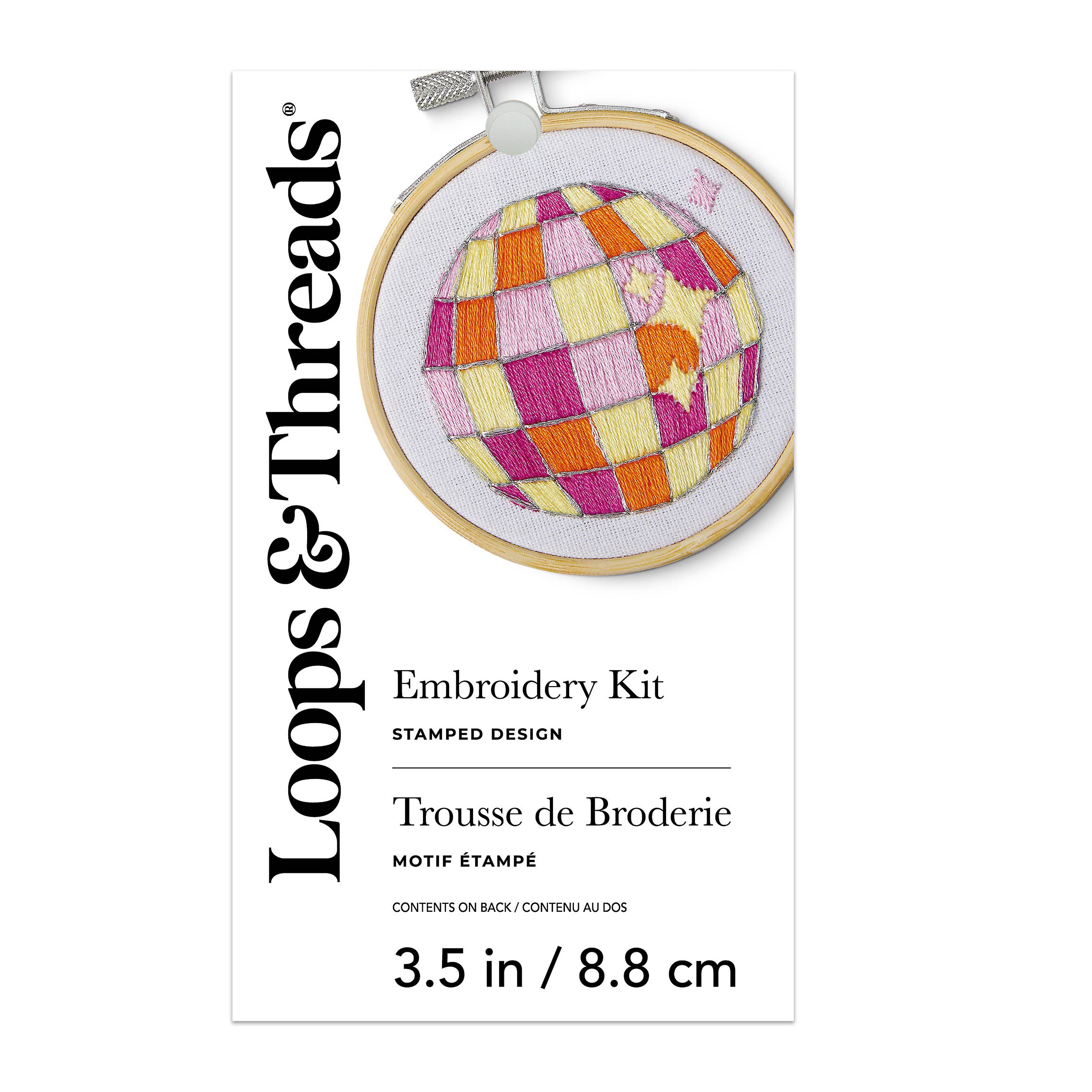 3.5" Disco Ball Stamped Design Embroidery Kit with Hoop by Loops & Threads®