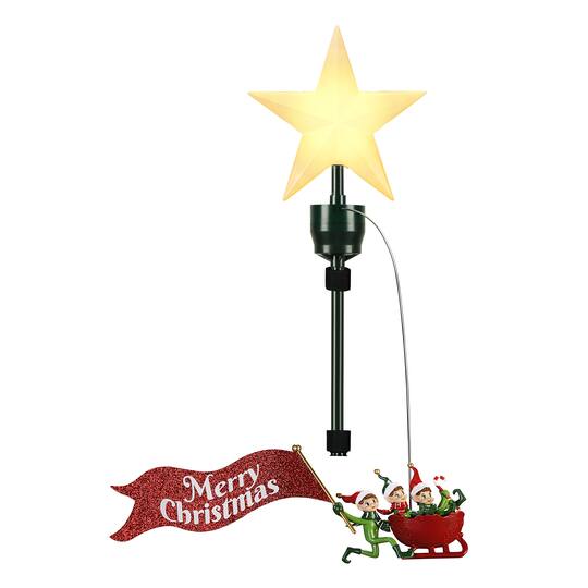 Elves in Sleigh Animated Tree Topper | Christmas Tree Toppers | Michaels