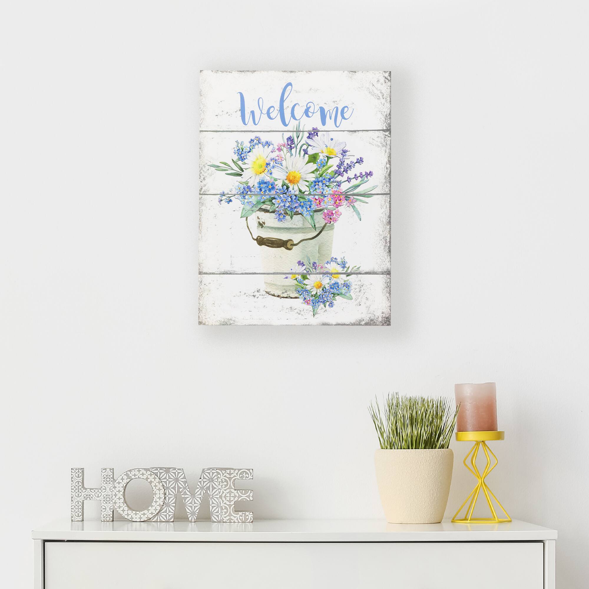 16&#x22; Spring Floral Welcome Wall Sign