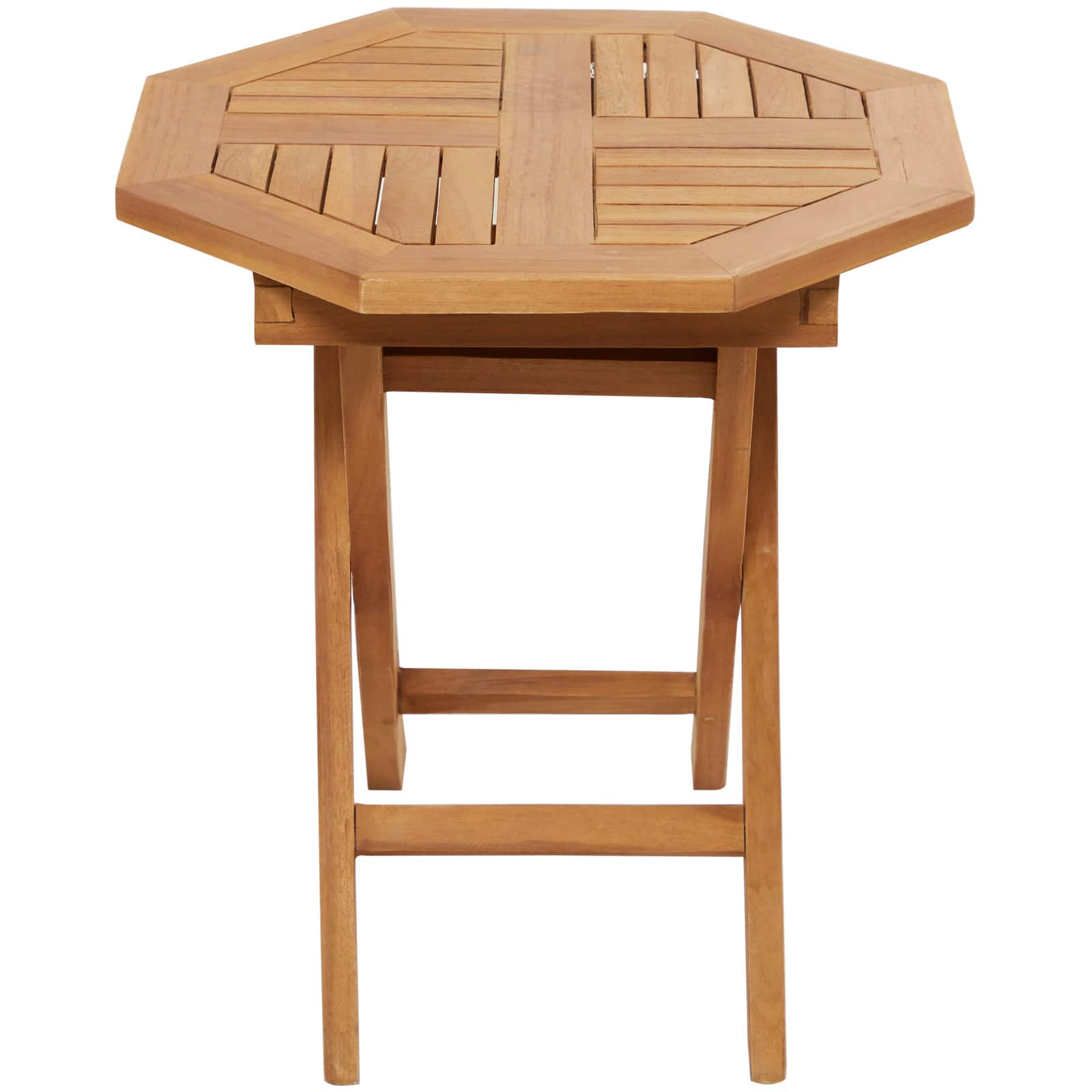 20&#x22; Brown Teak Wood Slatted Outdoor Accent Table