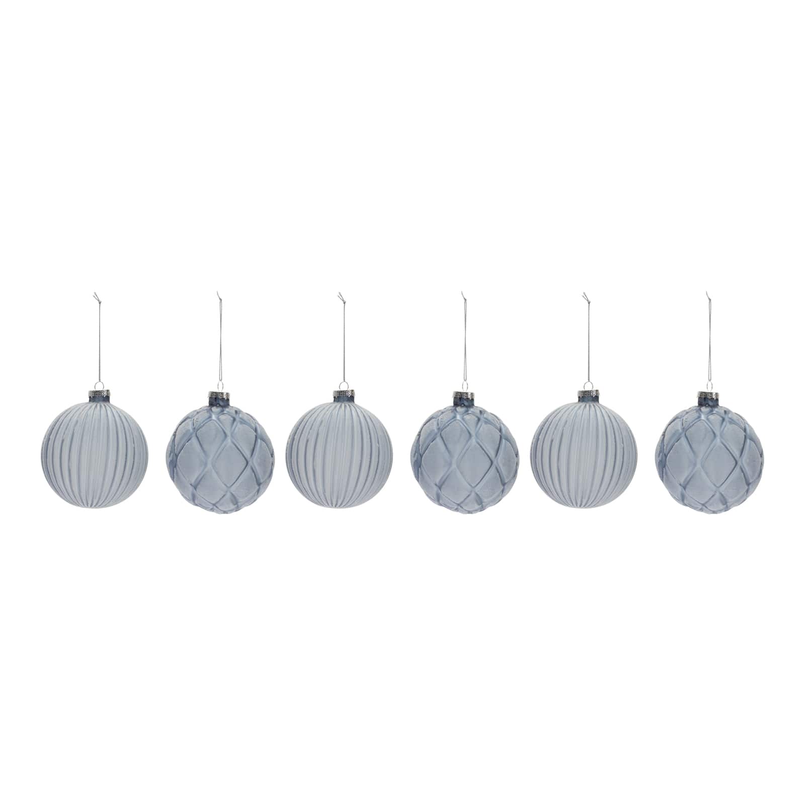 6ct. Frosted Blue Glass Ball Ornaments