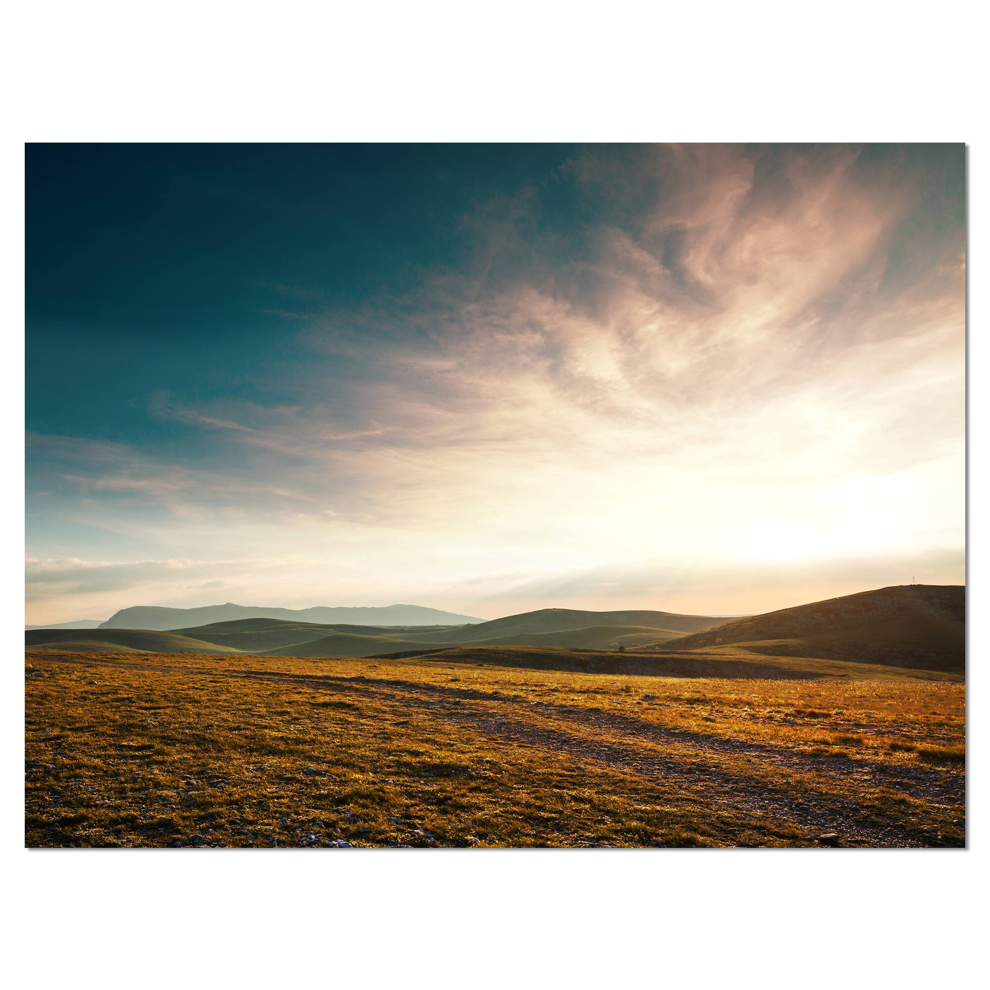 Designart - Pathway over Mountains At Sunset - Oversized Landscape Canvas Art
