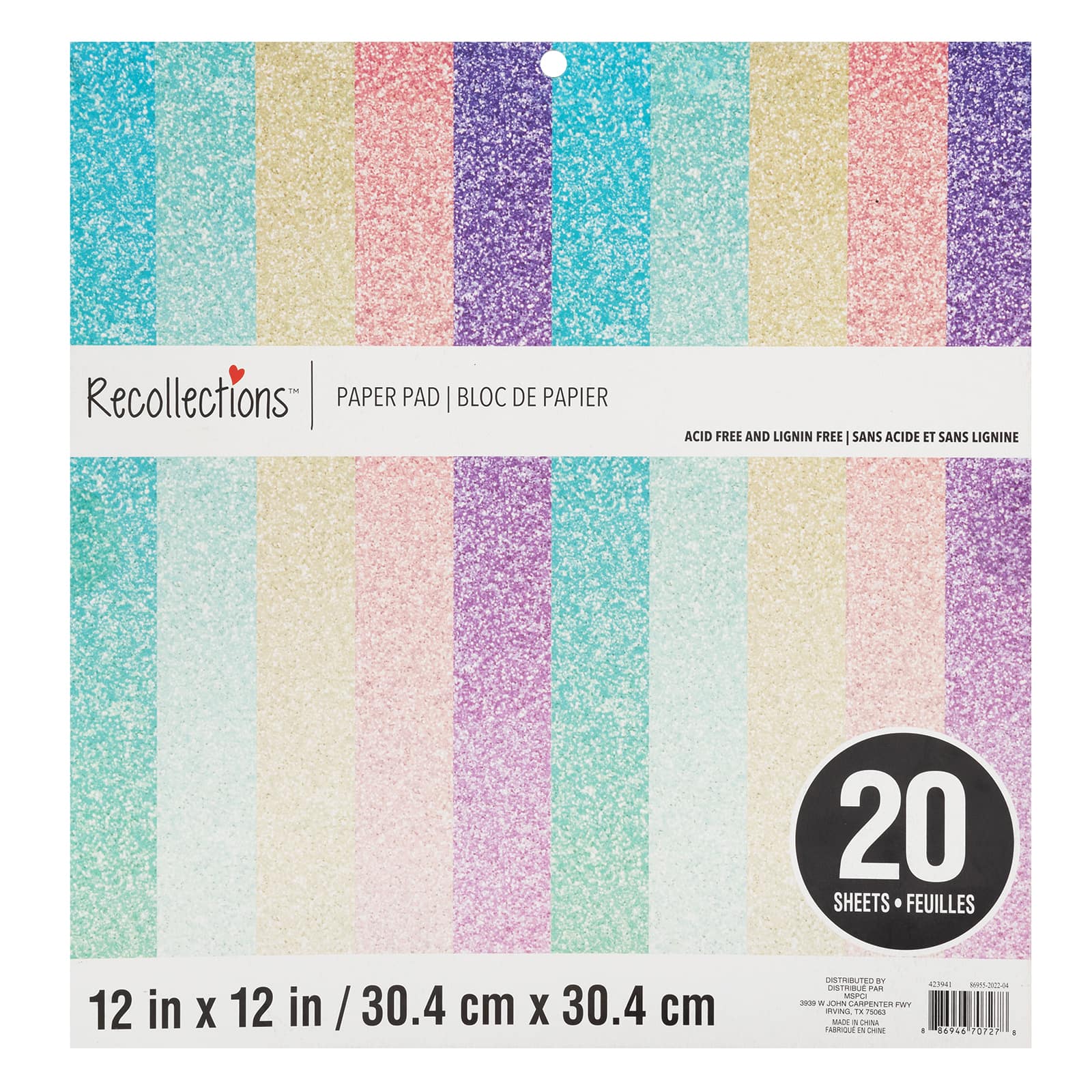 6 Packs: 20 ct. (120 total) Signature&#x2122; Ombre Glitter Paper Pad by Recollections&#xAE;, 12&#x22; x 12&#x22;